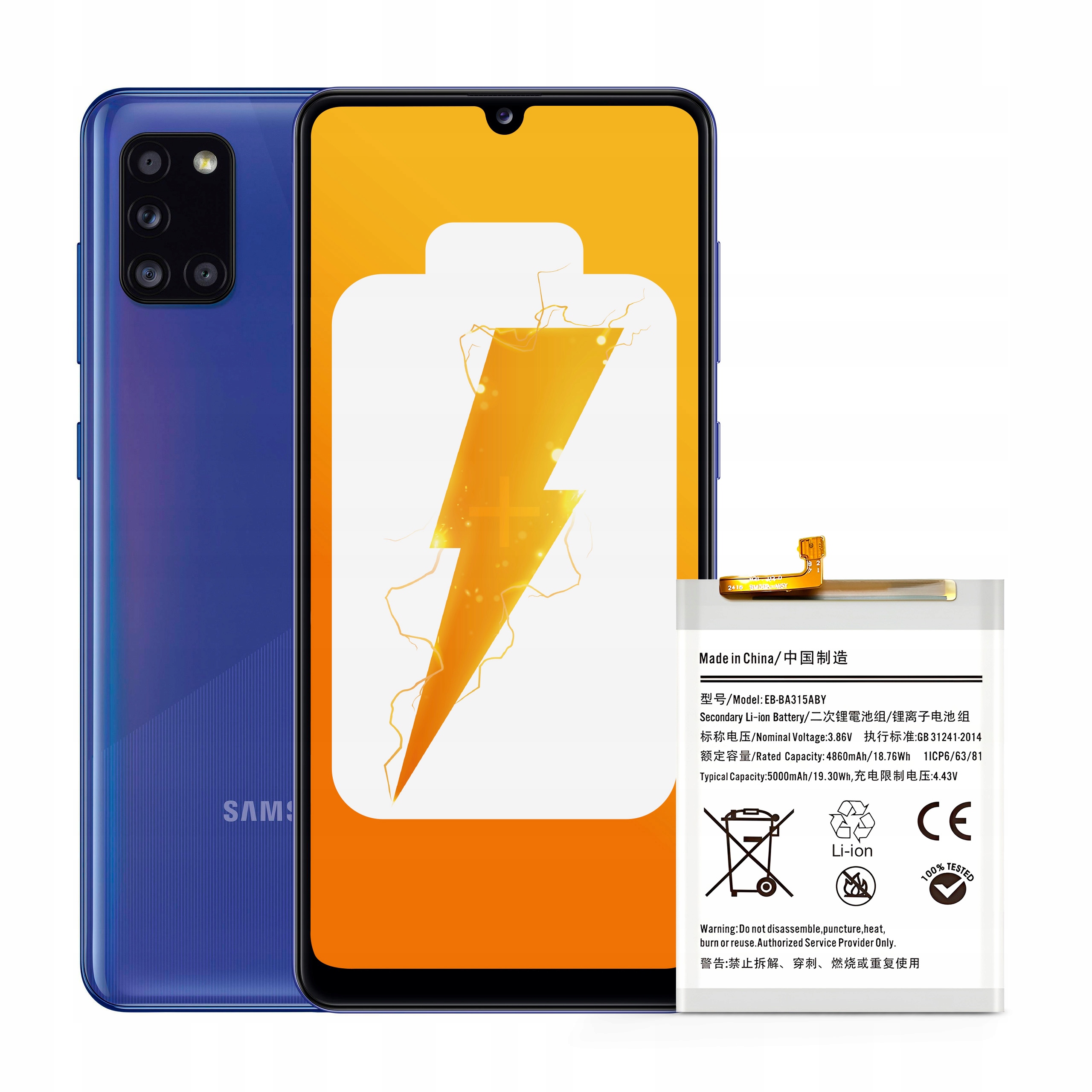 Bateria EB-BA315ABY do Samsung A31 A32 A22 F22 5000 mAh NOWACELL