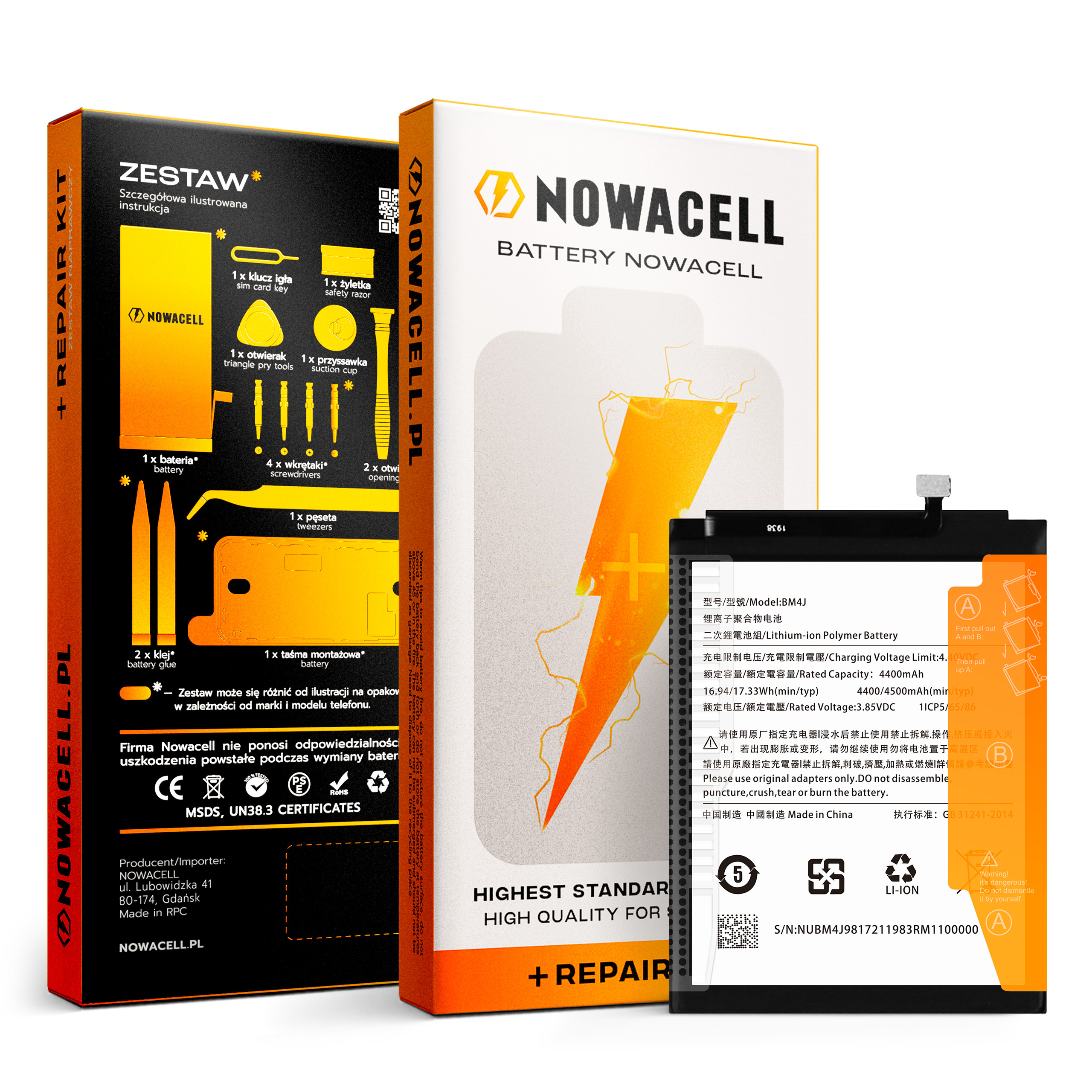 Bateria BM4J do Xiaomi Redmi Note 8 Pro, 4500 mAh, Zestaw Naprawczy