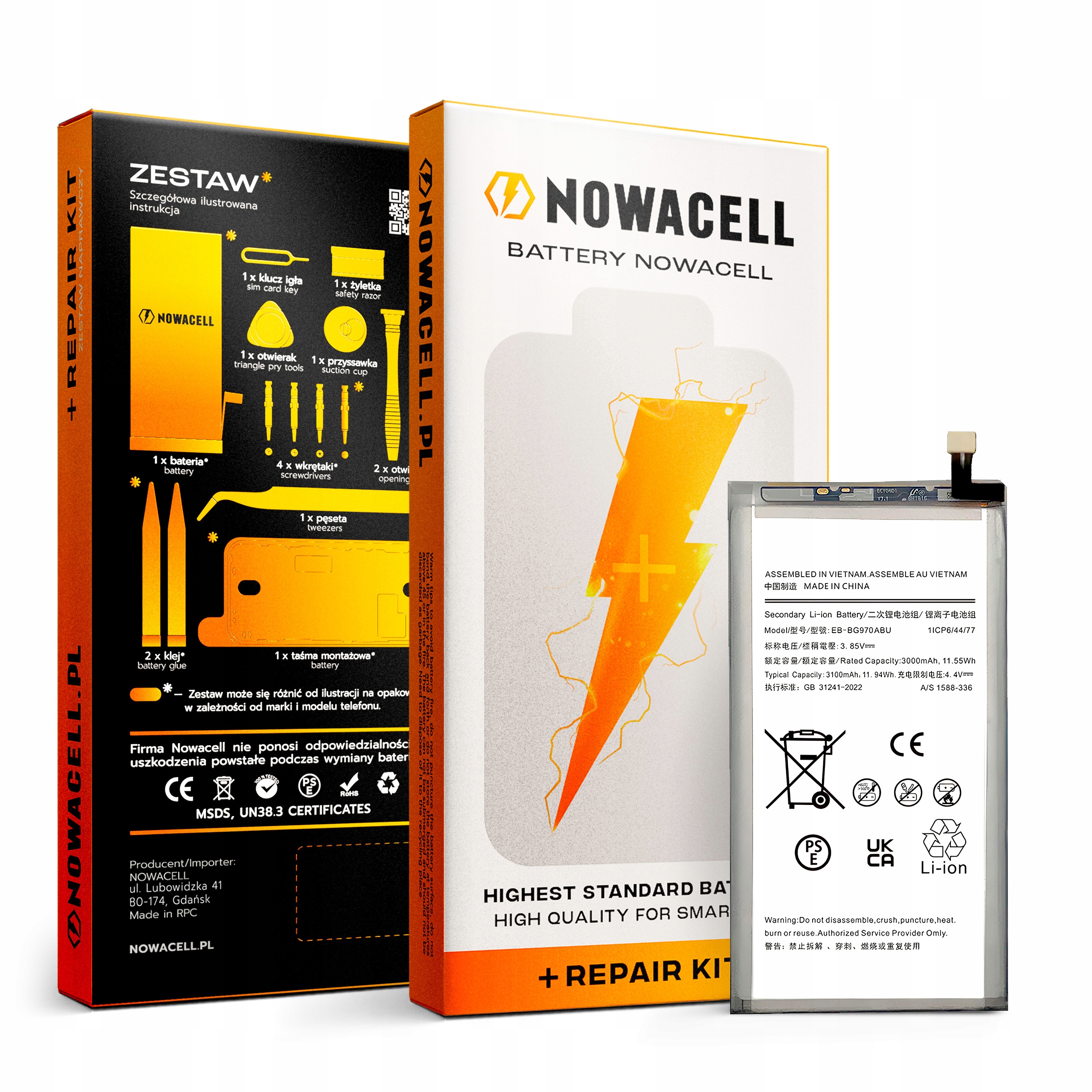 Bateria EB-BG970ABU do Samsung Galaxy S10E Zestaw 3100 mAh NOWACELL