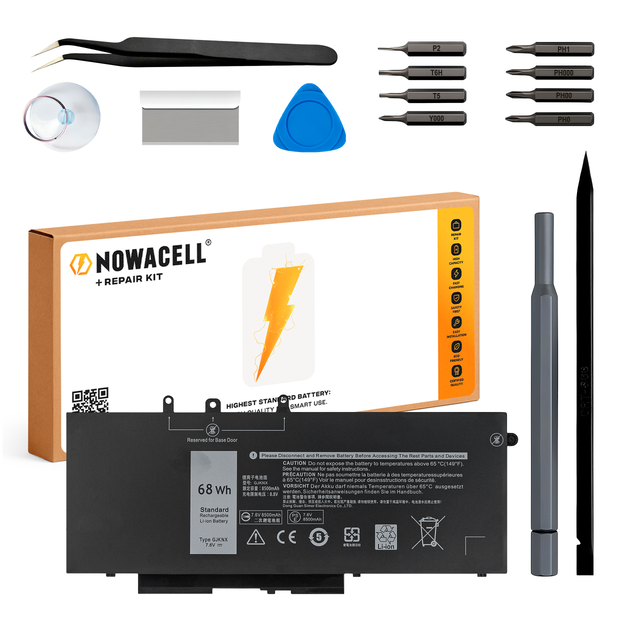 Bateria GJKNX do Dell Latitude 5280 5590 Precision 3520 3530 8500 mAh 7.6 V