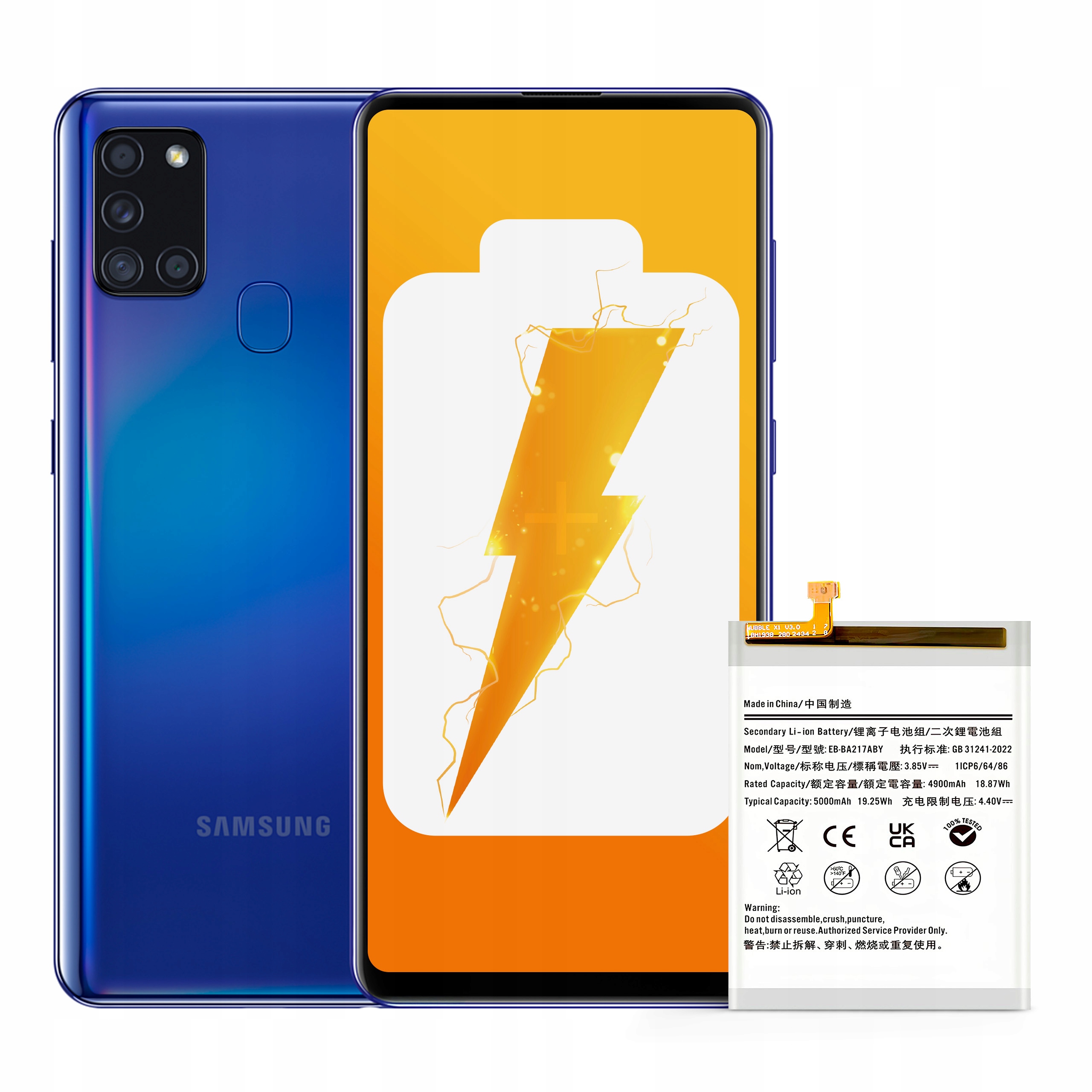 Bateria EB-BA217ABY do Samsung A21S A12 A02 A13 A04S M12 Zestaw 5000 mAh