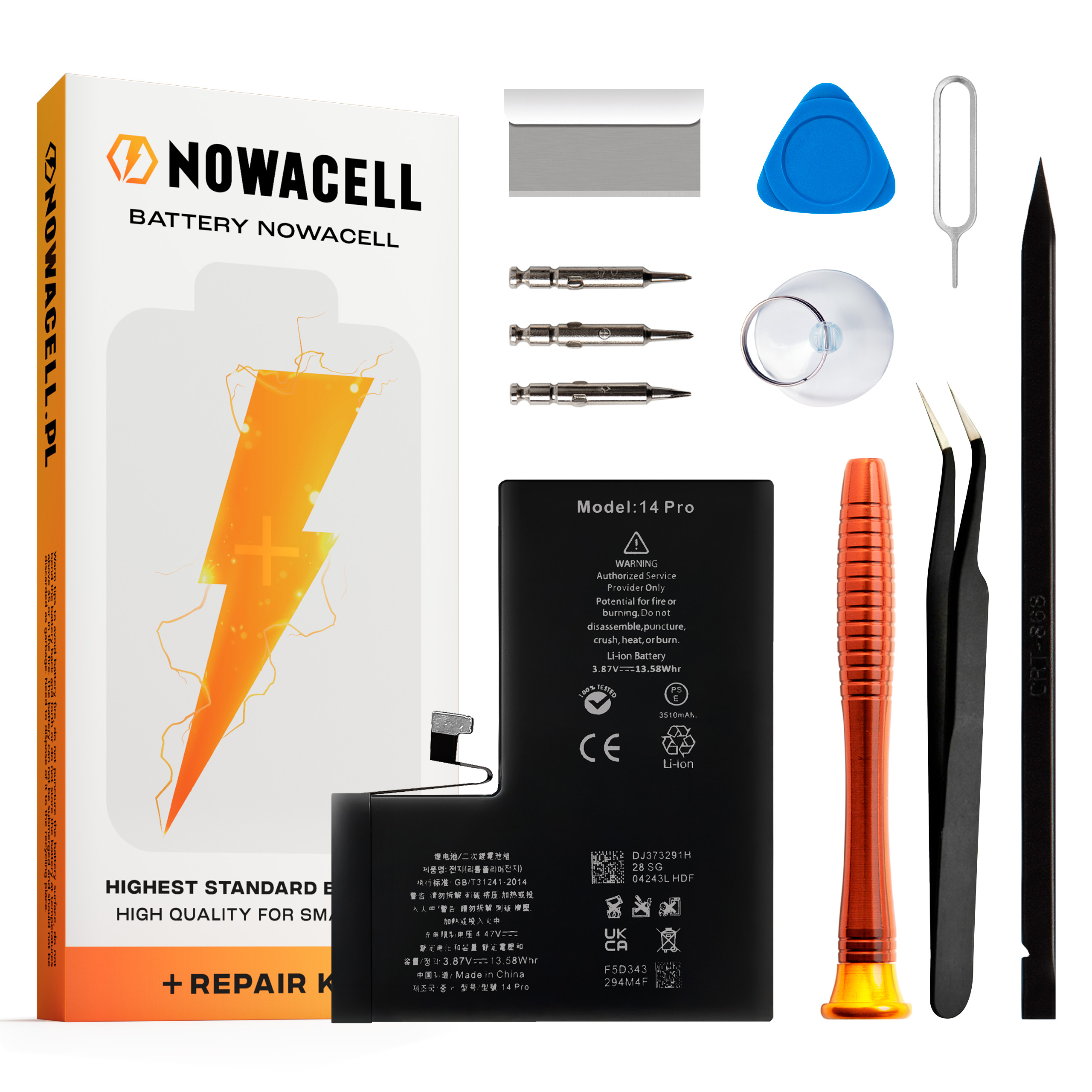 Bateria do iPhone 14 Pro Większa Pojemność 3400 mAh Zestaw NOWACELL
