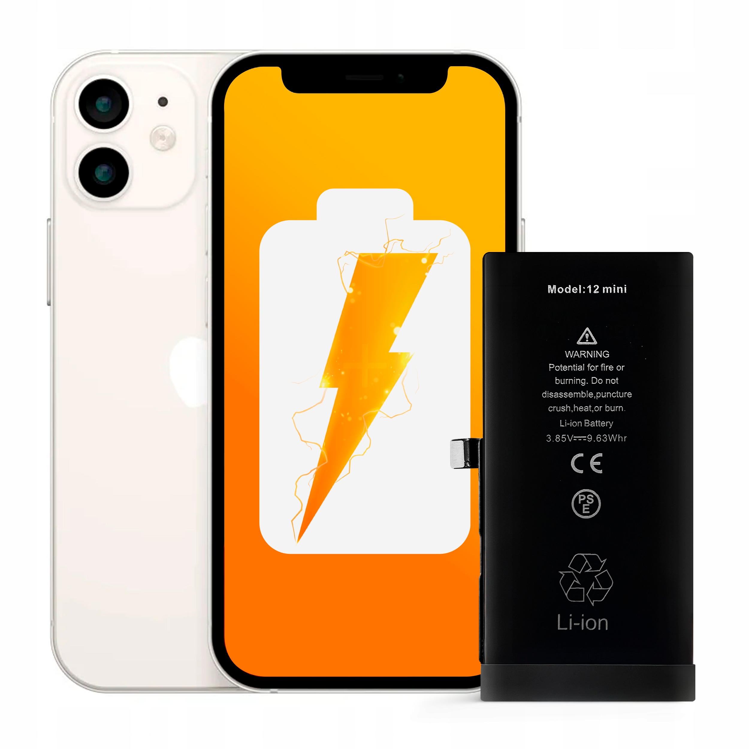 Bateria do iPhone 12 Mini Większa Pojemność 2510 mAh Zestaw NOWACELL