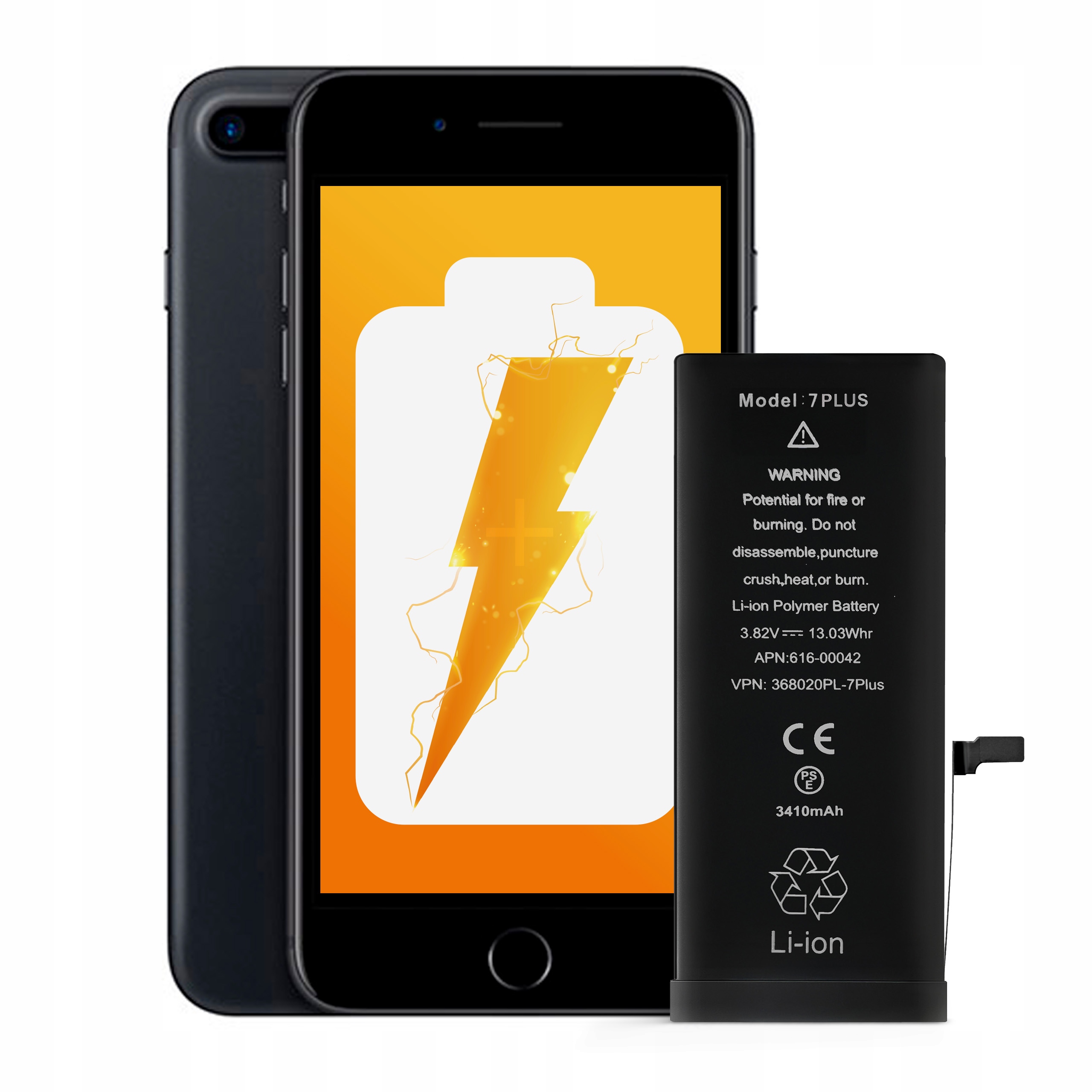 Zesaw Bateria do iPhone 7 Plus BEZ KOMUNIKATU Większa Pojemność 3410 mAh