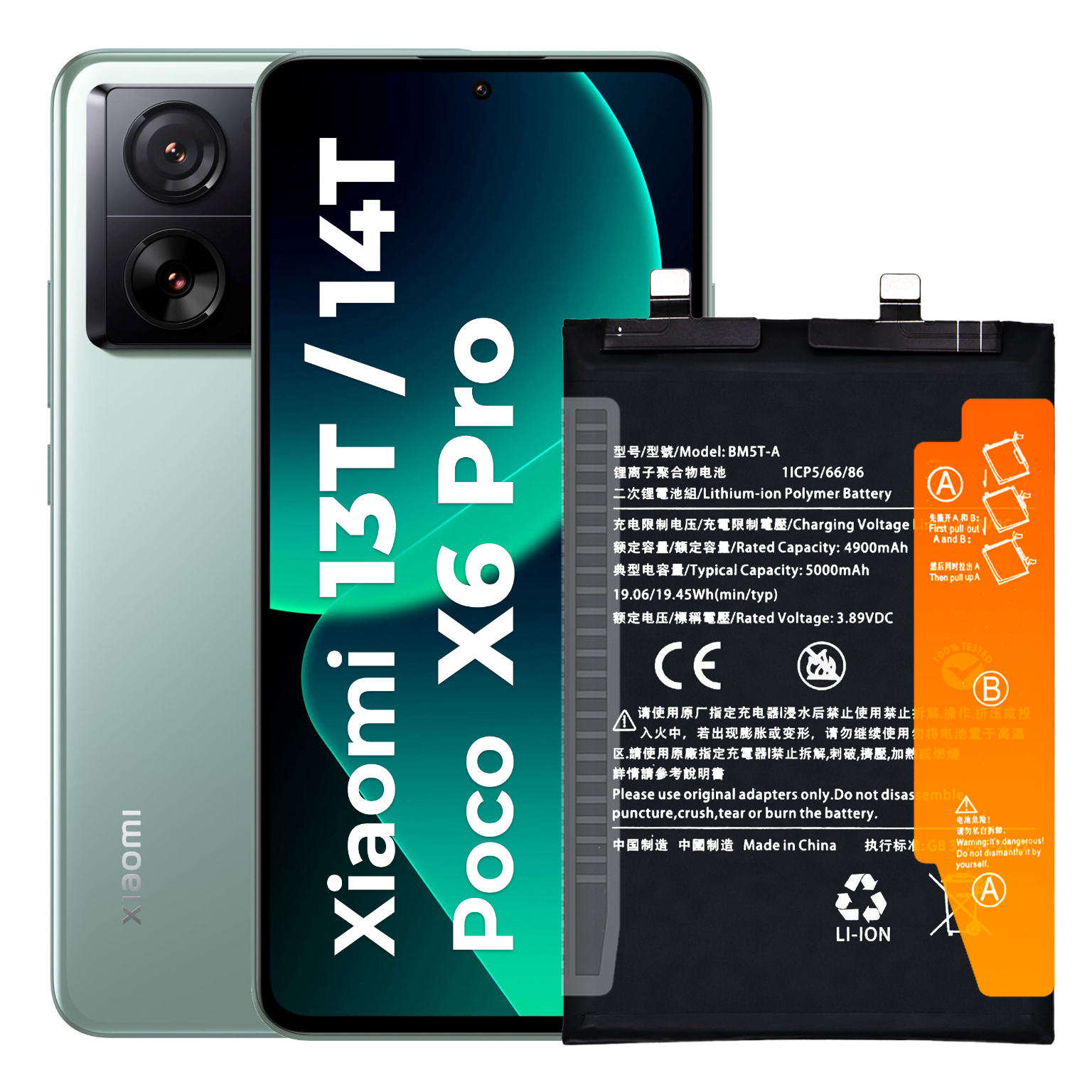 Bateria BM5T (A) do Xiaomi 13T 14T Poco X6 Pro 5000 mAh Akumulator NOWACELL