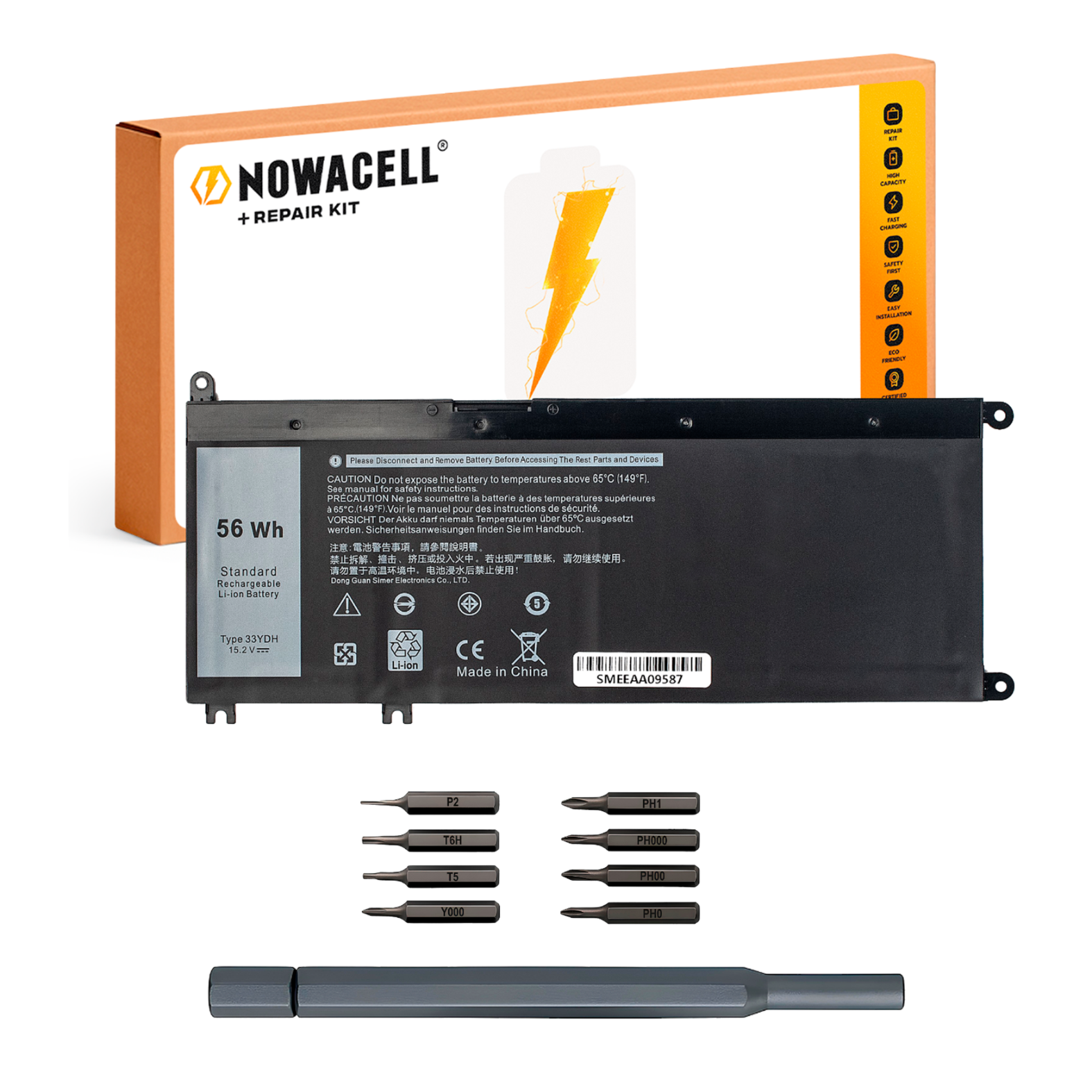 Bateria 33YDH do Dell Inspiron 7577 G3 3579 G5 5587 3500 15.2 V 56 Wh