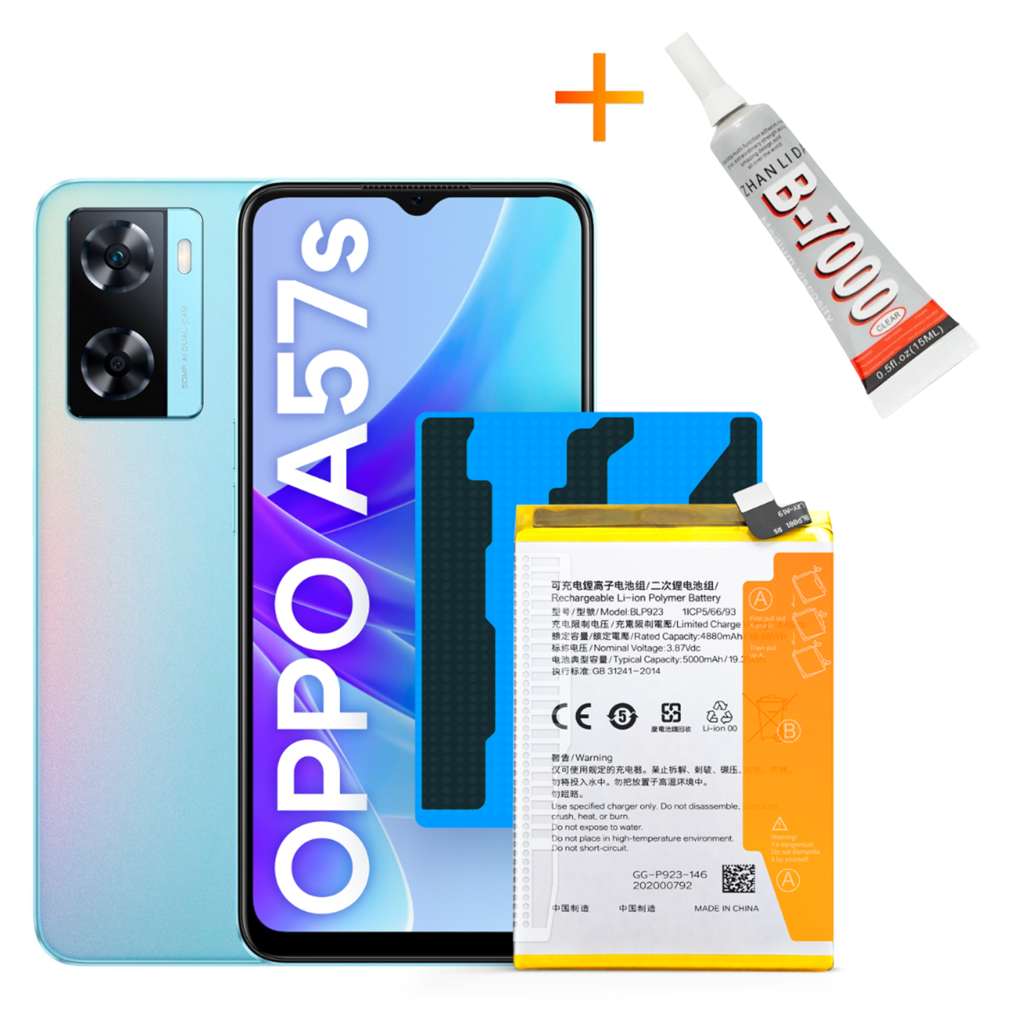 Bateria BLP923 + KLEJ do Oppo A57 A57s A77 5G A78 A97 Realme C51 5000 mAh