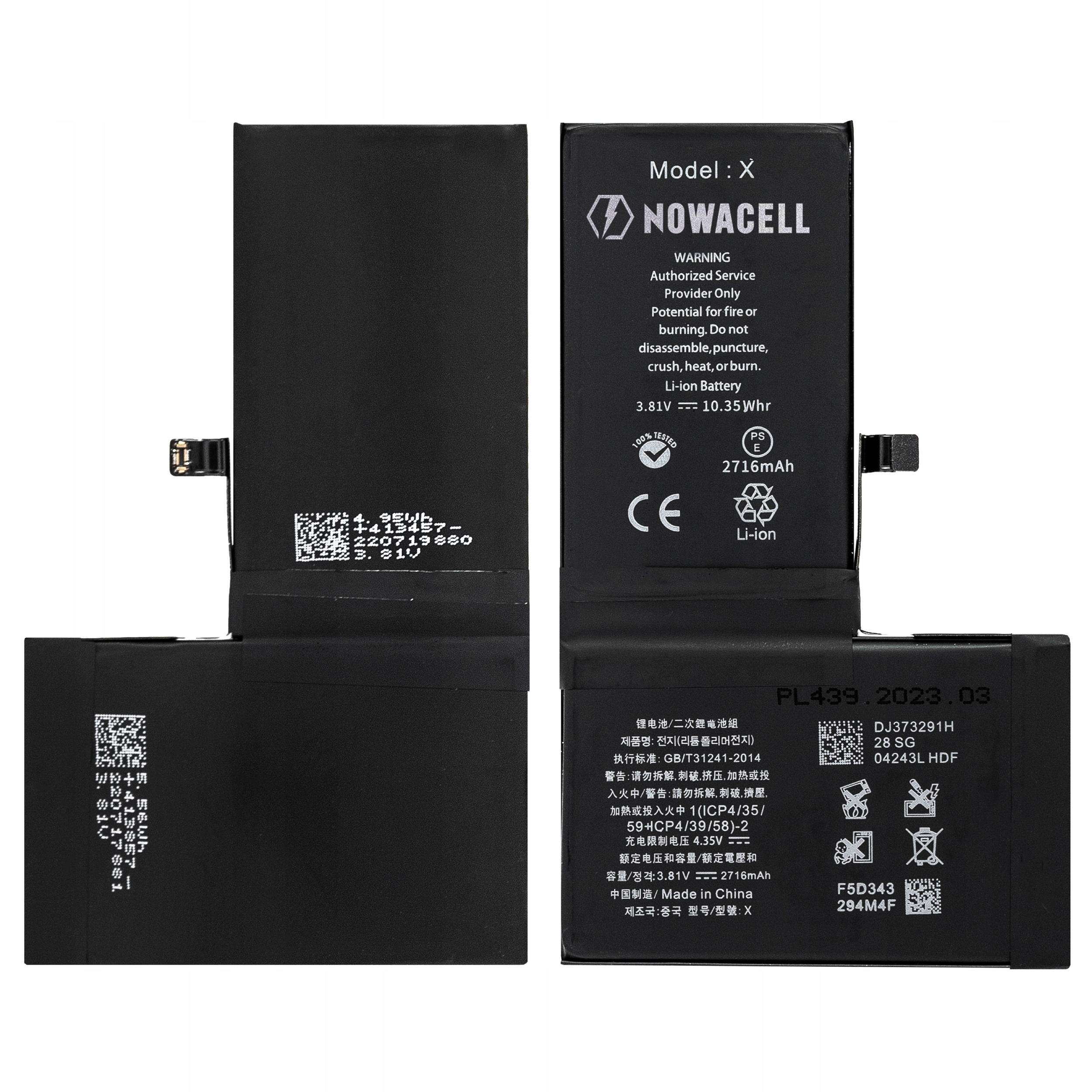Bateria do iPhone X Oryginalna Pojemność 2716 mAh NOWACELL