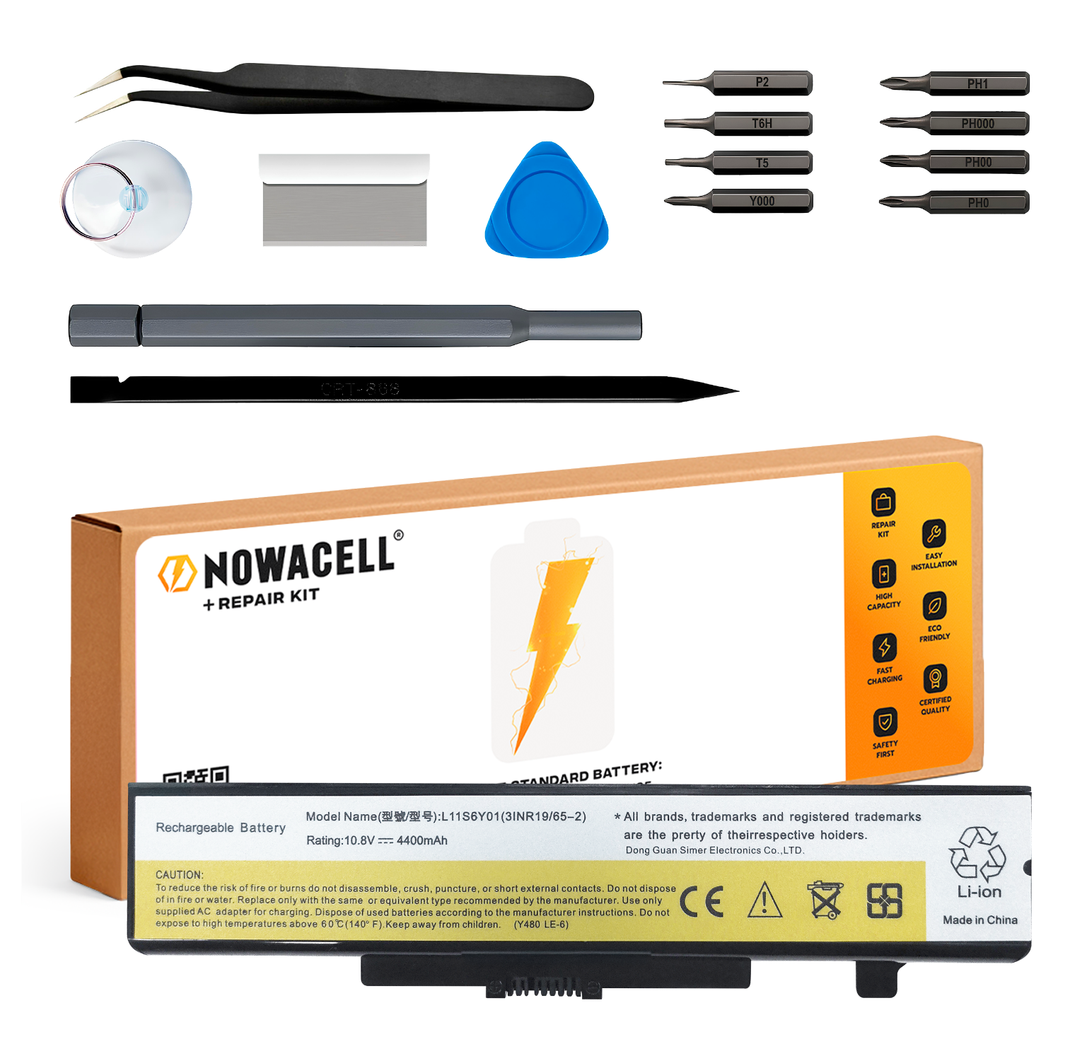 Bateria L11S6Y01 do Lenovo Y480 Y580 G400 G480 G580 Z380 10,8V 4400 mAh
