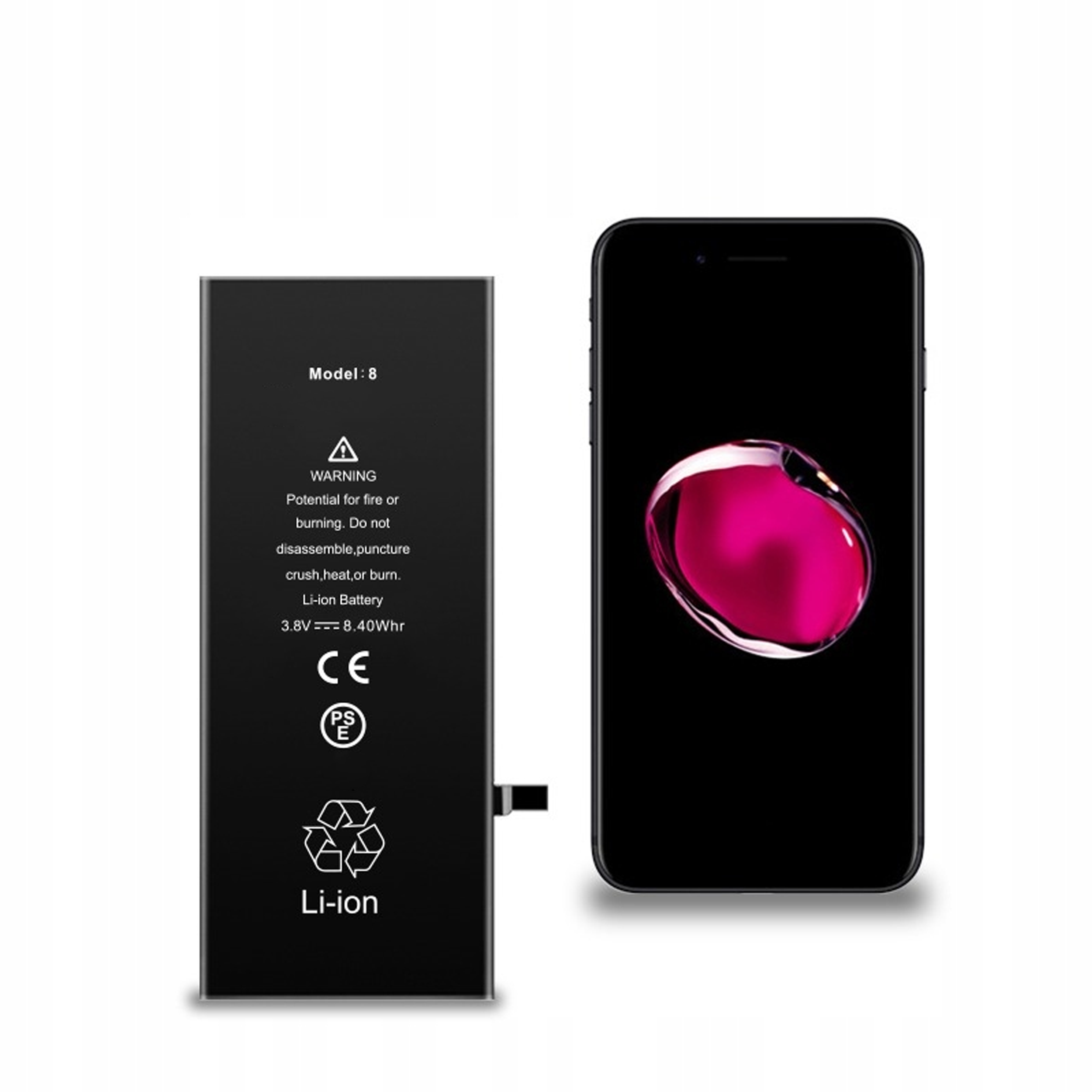 Bateria + Uszczelka do iPhone 8 BEZ KOMUNIKATU Większa Pojemność 2210 mAh