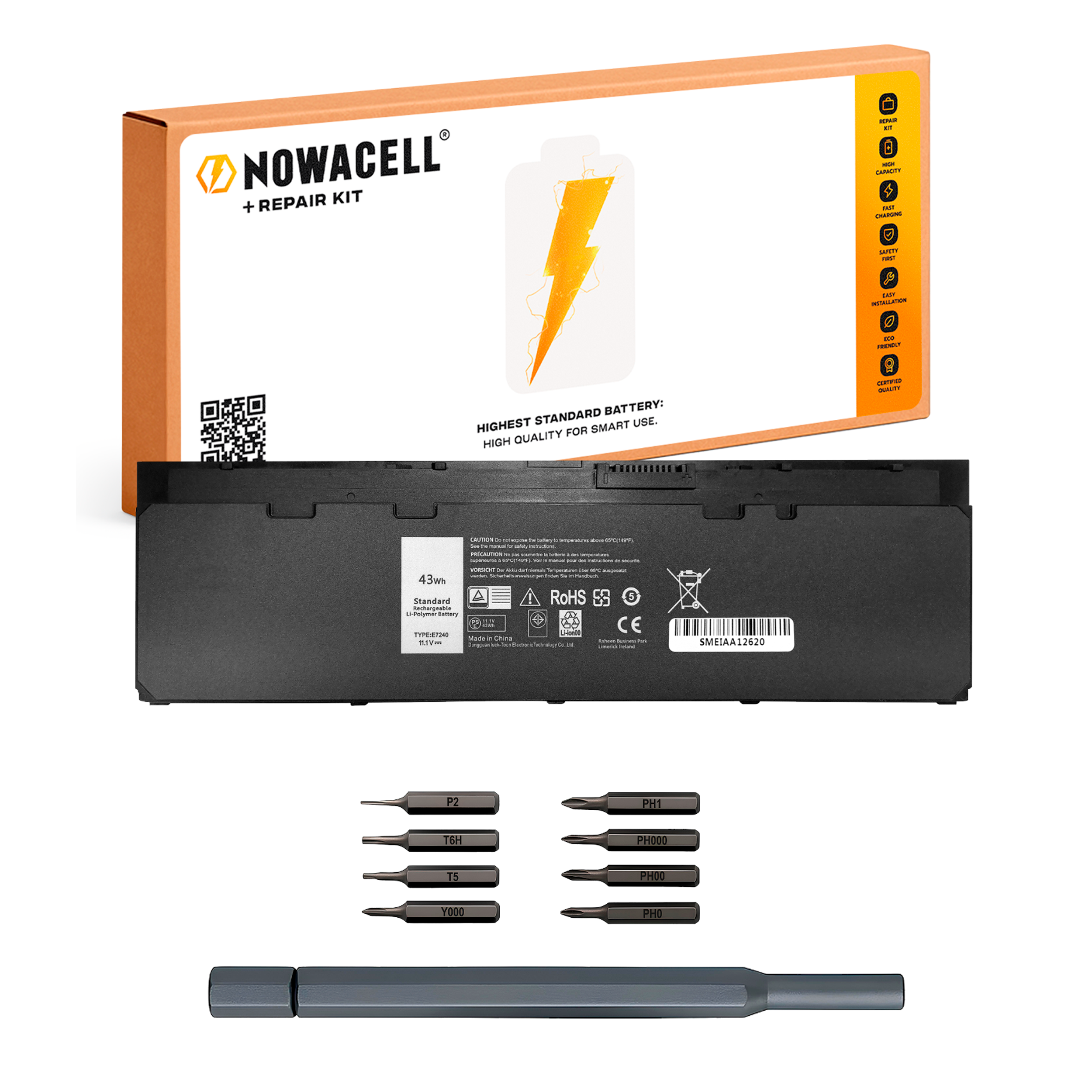 Bateria E7240 WD52H do Dell Latitude E7240 E7250 451-BBFX GVD76 11.1V 43 Wh
