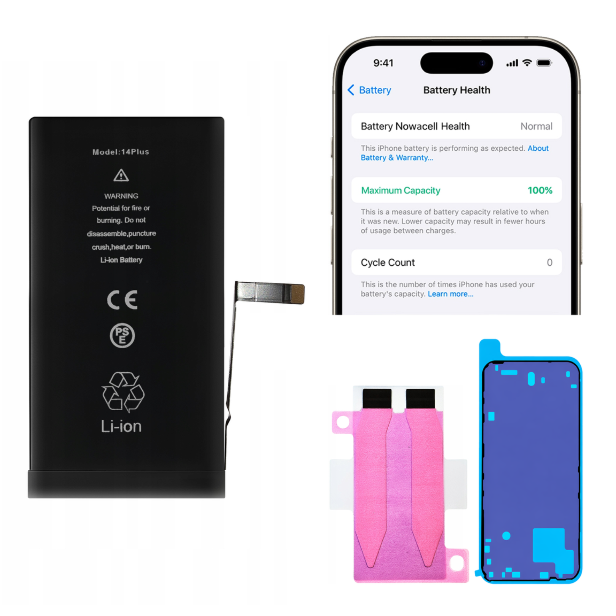 Bateria + Uszczelka do iPhone 14 Plus BEZ KOMUNIKATU 4325 mAh OEM Jakość
