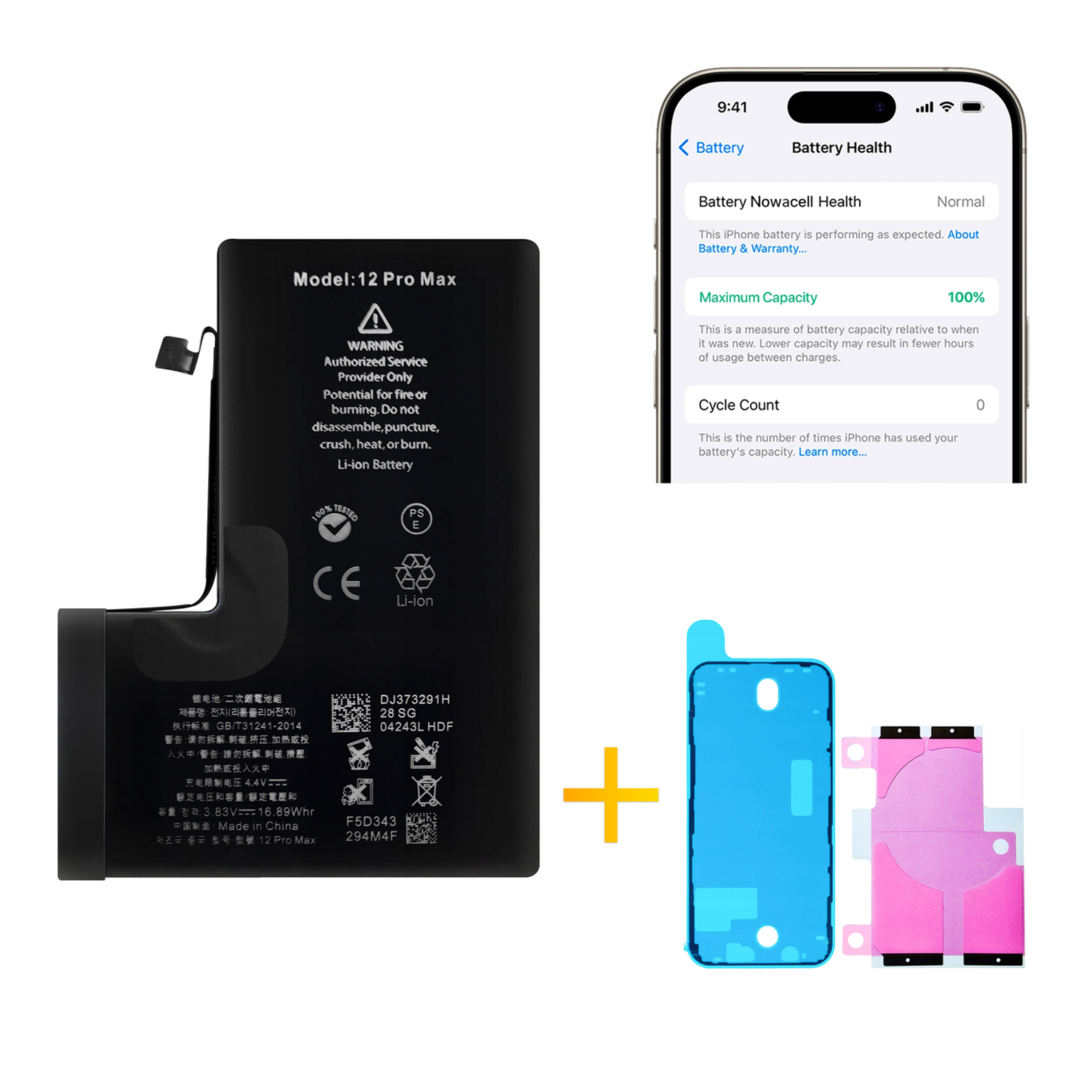 Bateria + Uszczelka do iPhone 12 Pro Max BEZ KOMUNIKATU 3687 mAh OEM Jakość