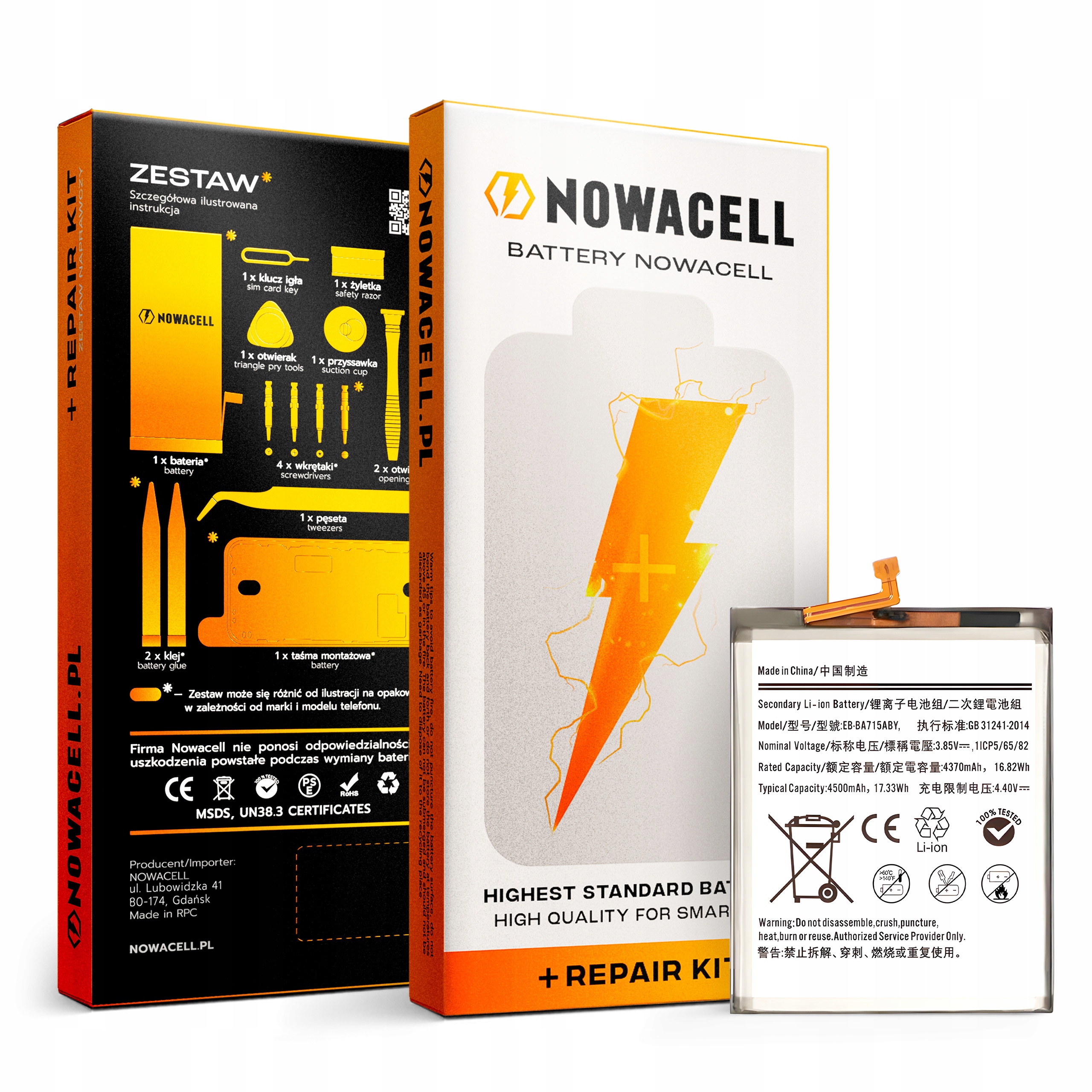 Bateria EB-BA715ABY do Samsung A71 4G Zestaw 4500 mAh NOWACELL
