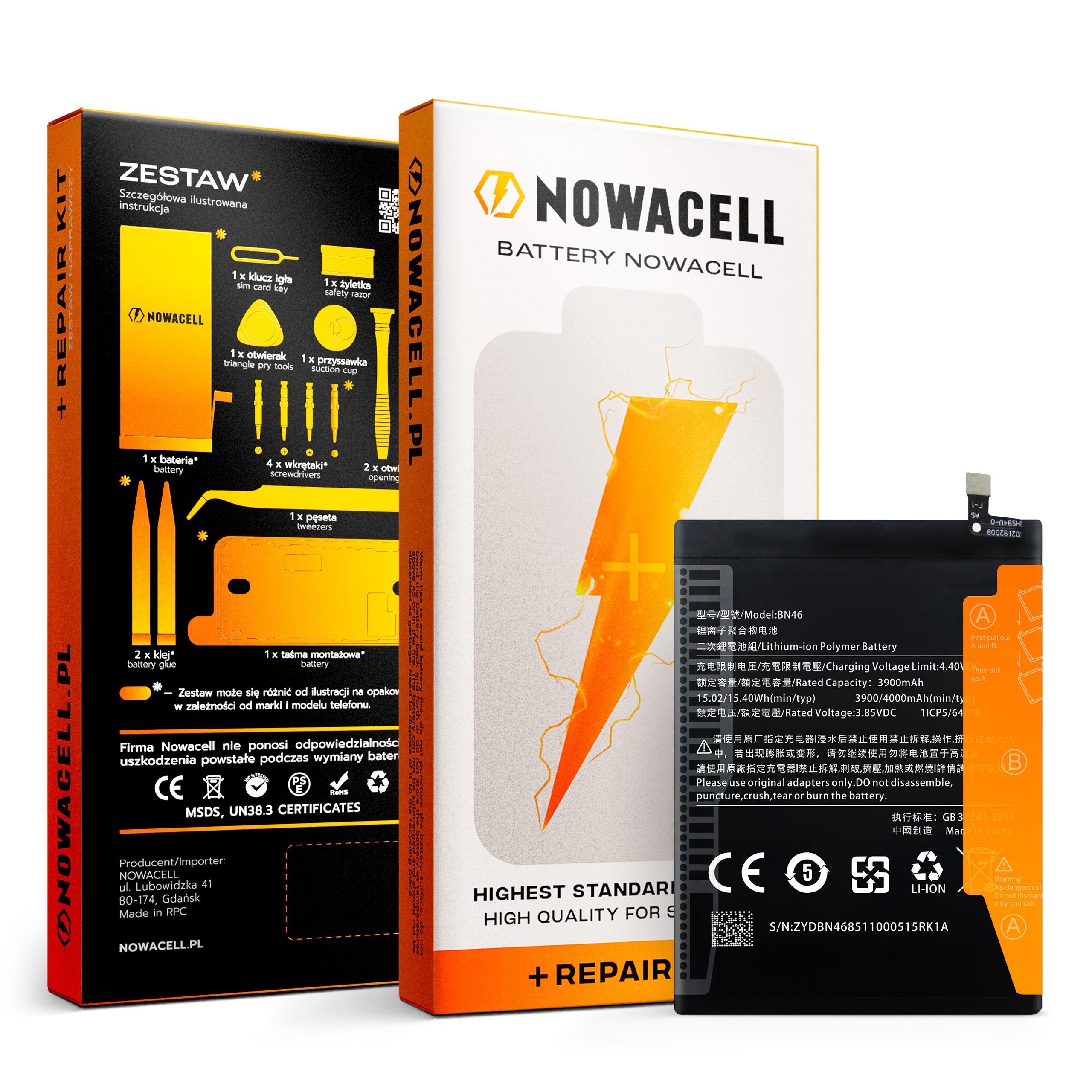 Bateria BN46 do Xiaomi Redmi 7, Note 8T, 4000 mAh, Zestaw Naprawczy
