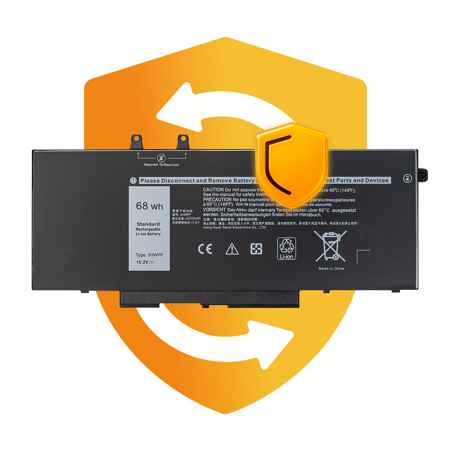 Bateria 3HWPP do Dell Latitude 5501 Precision 3540 Inspiron 7591 15.2V 68Wh