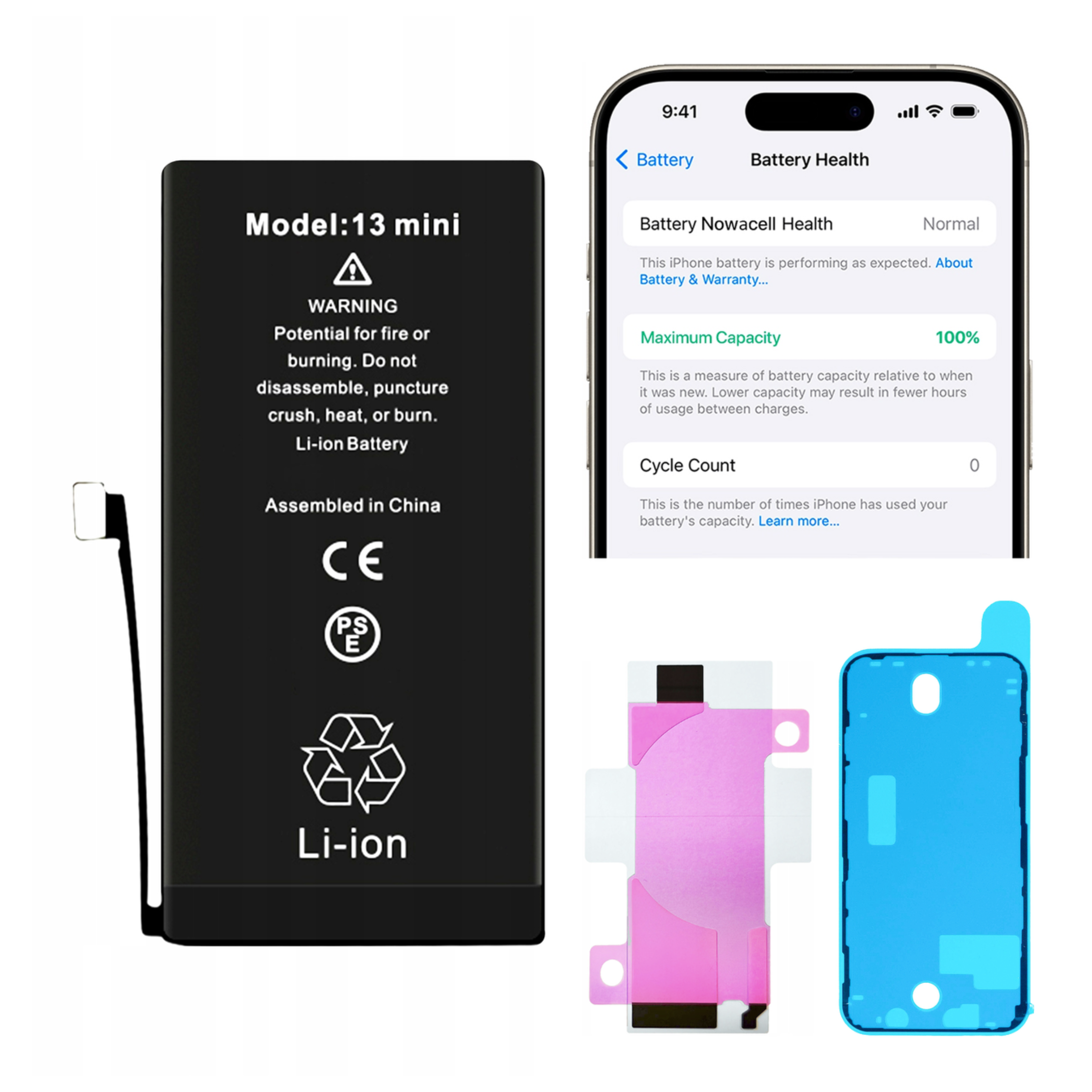 Bateria + Uszczelka do iPhone 13 Mini BEZ KOMUNIKATU 2406 mAh OEM Jakość
