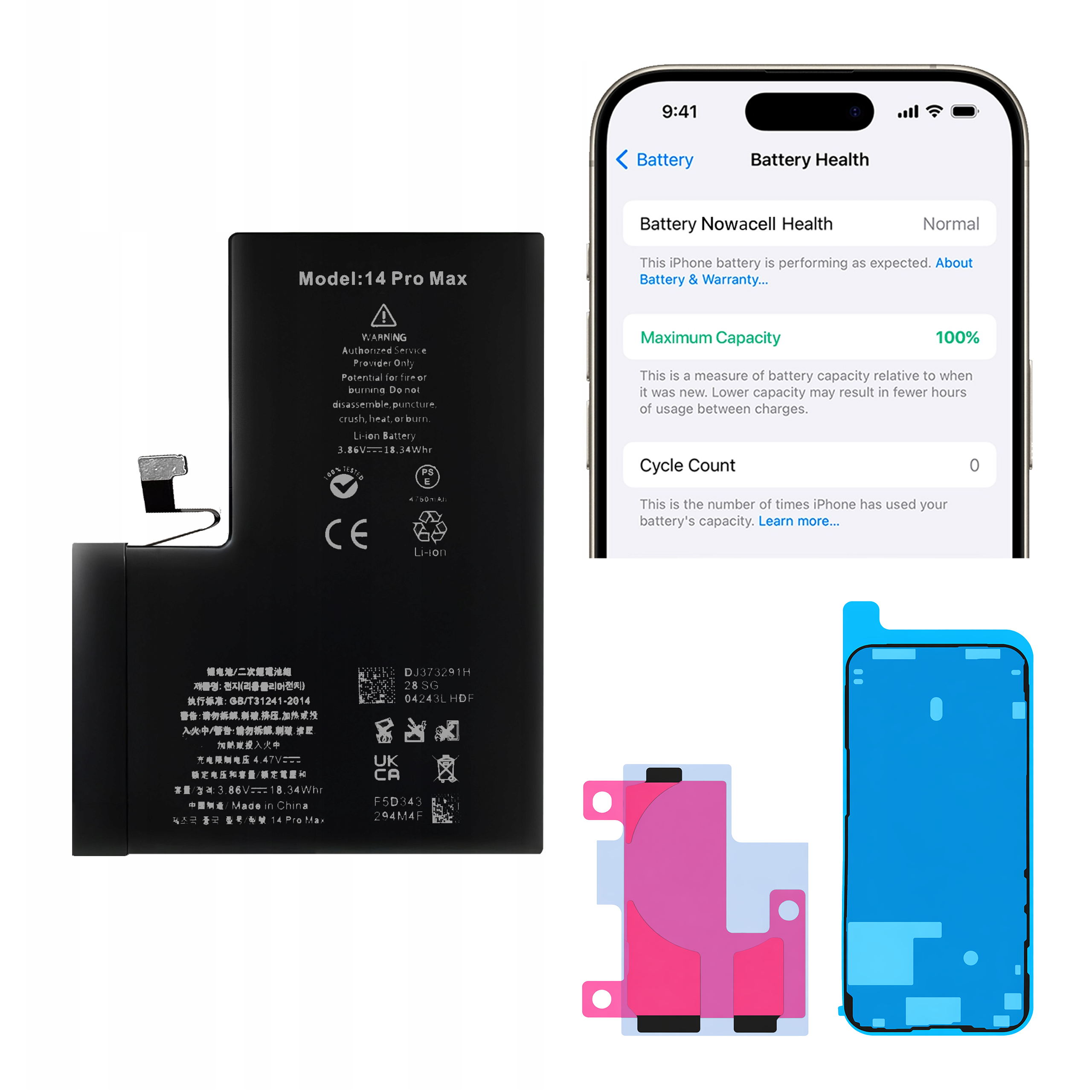 Bateria + Uszczelka do iPhone 14 Pro Max BEZ KOMUNIKATU 4323 mAh OEM Jakość