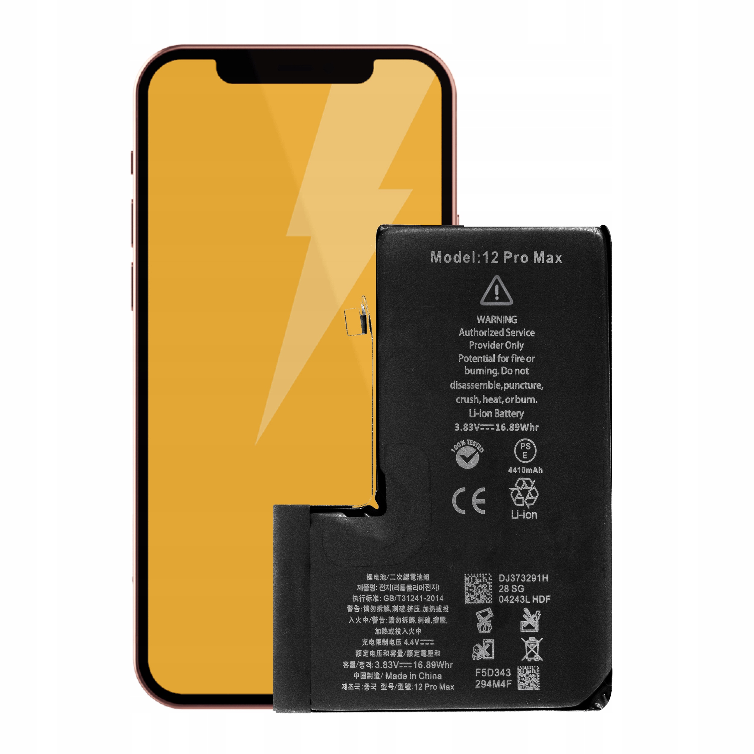 Bateria + Uszczelka do iPhone 12 Pro Max Większa Pojemność 4410 mAh Nowa