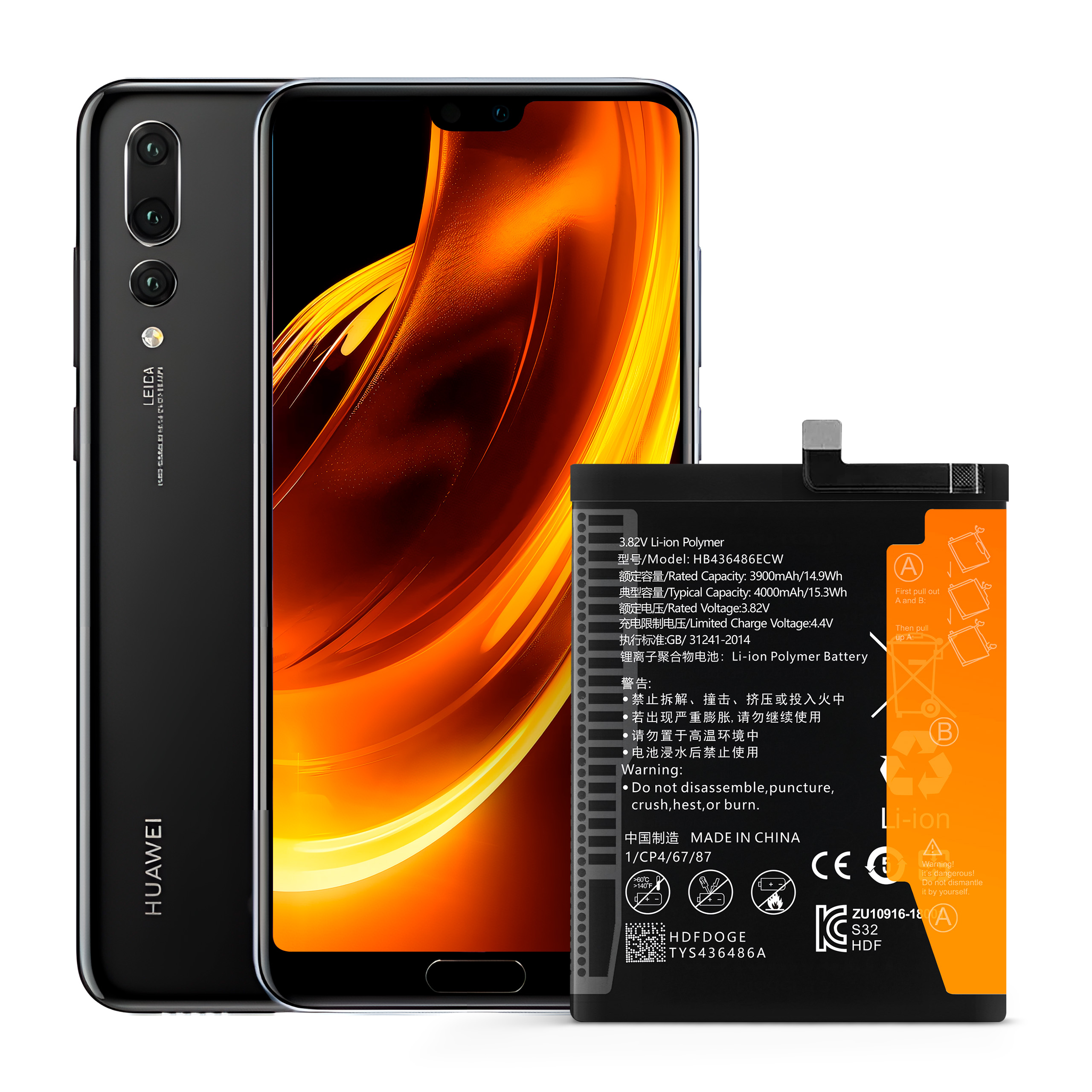 Bateria HB436486ECW do Huawei P20 Pro, Mate 10, 4000 mAh, Oryginalna Jakość