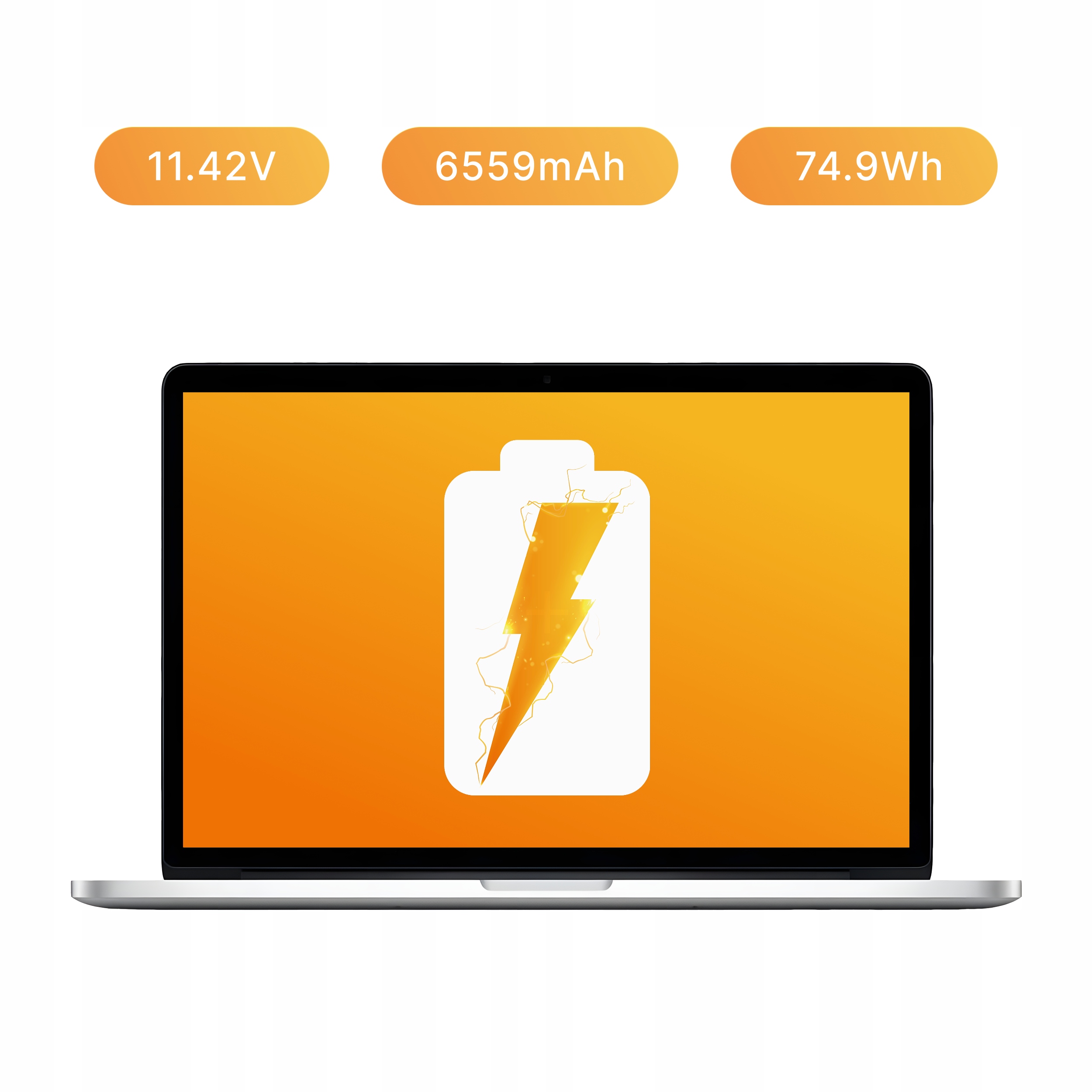 Bateria A1582 do MacBook Pro 13 A1502 (Early 2015) 74,9 Wh 11,42 V 6559 mAh