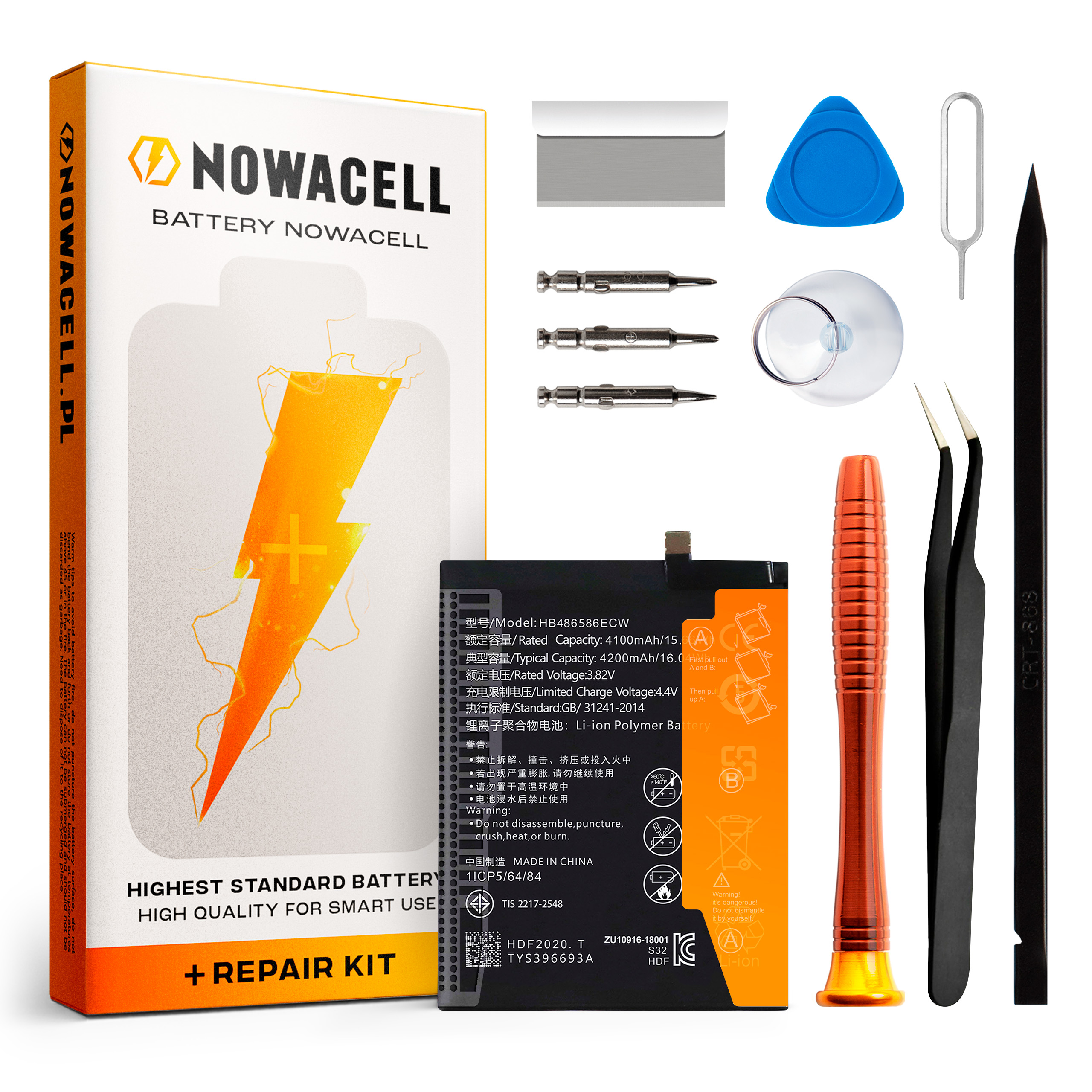 Bateria HB486586ECW do Huawei P40 Lite, Mate 30, 4200 mAh, Zestaw