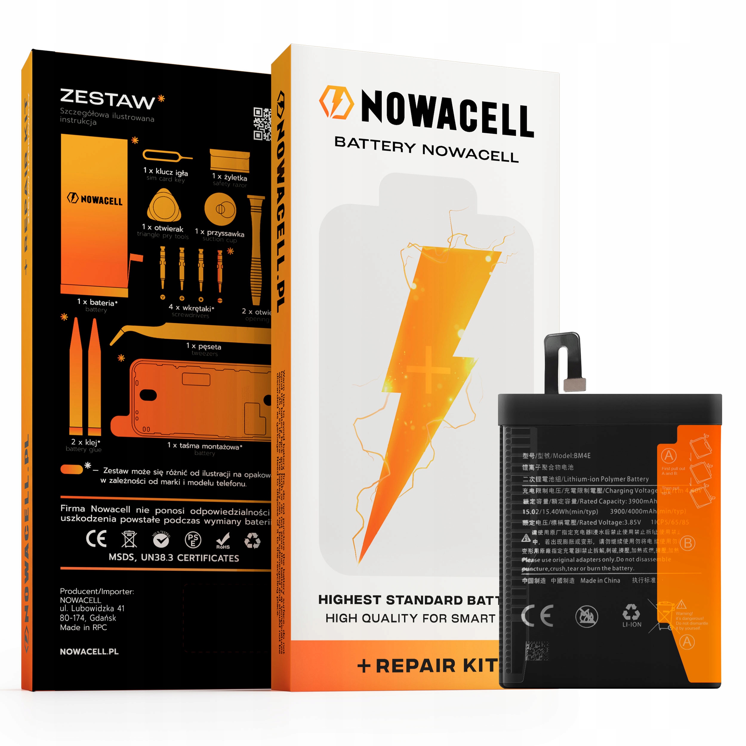 Bateria BM4E do Xiaomi POCO F1, 4000 mAh, Zestaw Naprawczy