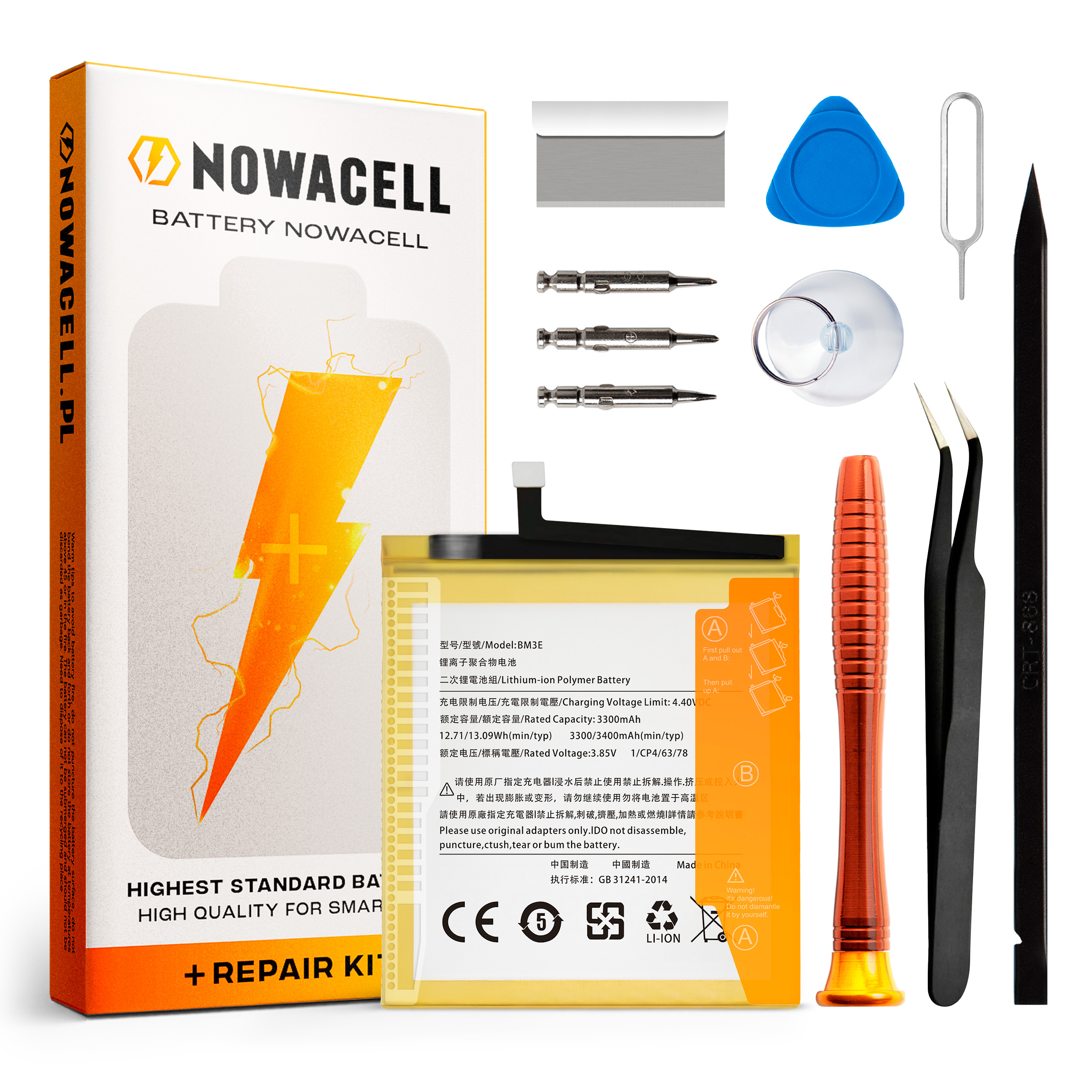 Bateria BM3E do Xiaomi Mi 8 3400 mAh Zestaw Naprawczy NOWACELL