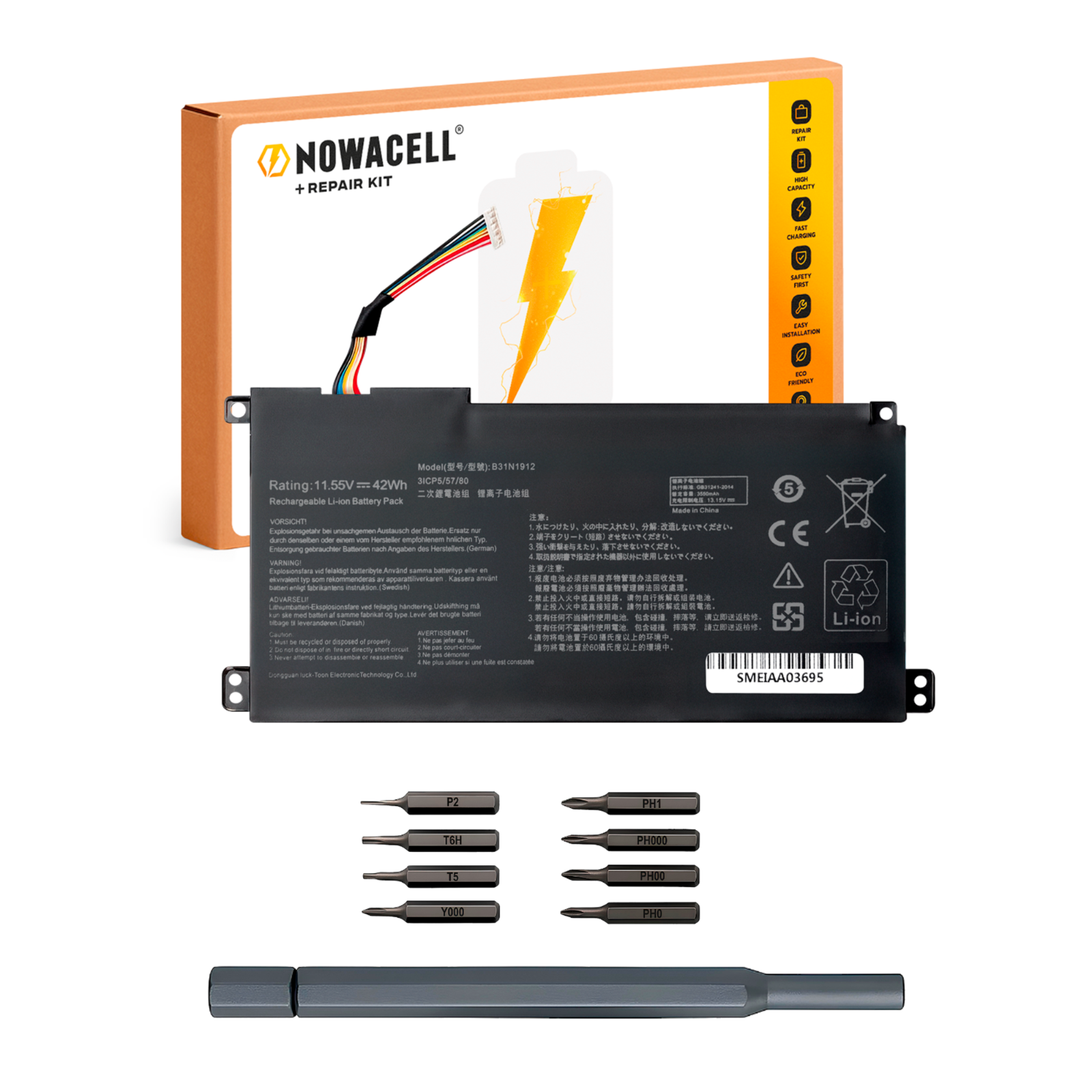 Bateria B31N1912 do ASUS Vivobook E410MA L410MA E410KA F414MA 11,55 V 42 Wh