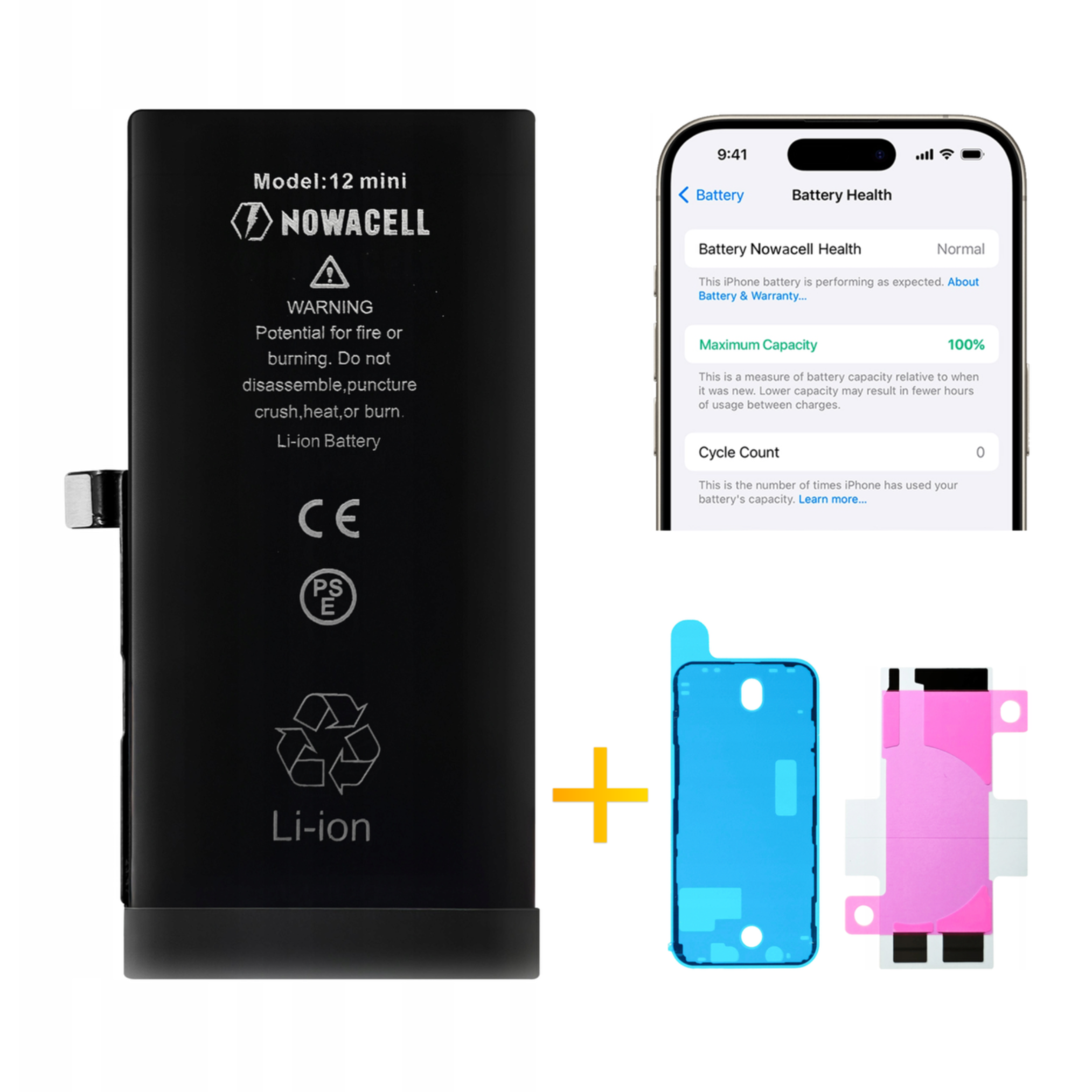Bateria + Uszczelka do iPhone 12 Mini BEZ KOMUNIKATU Większa pojemność