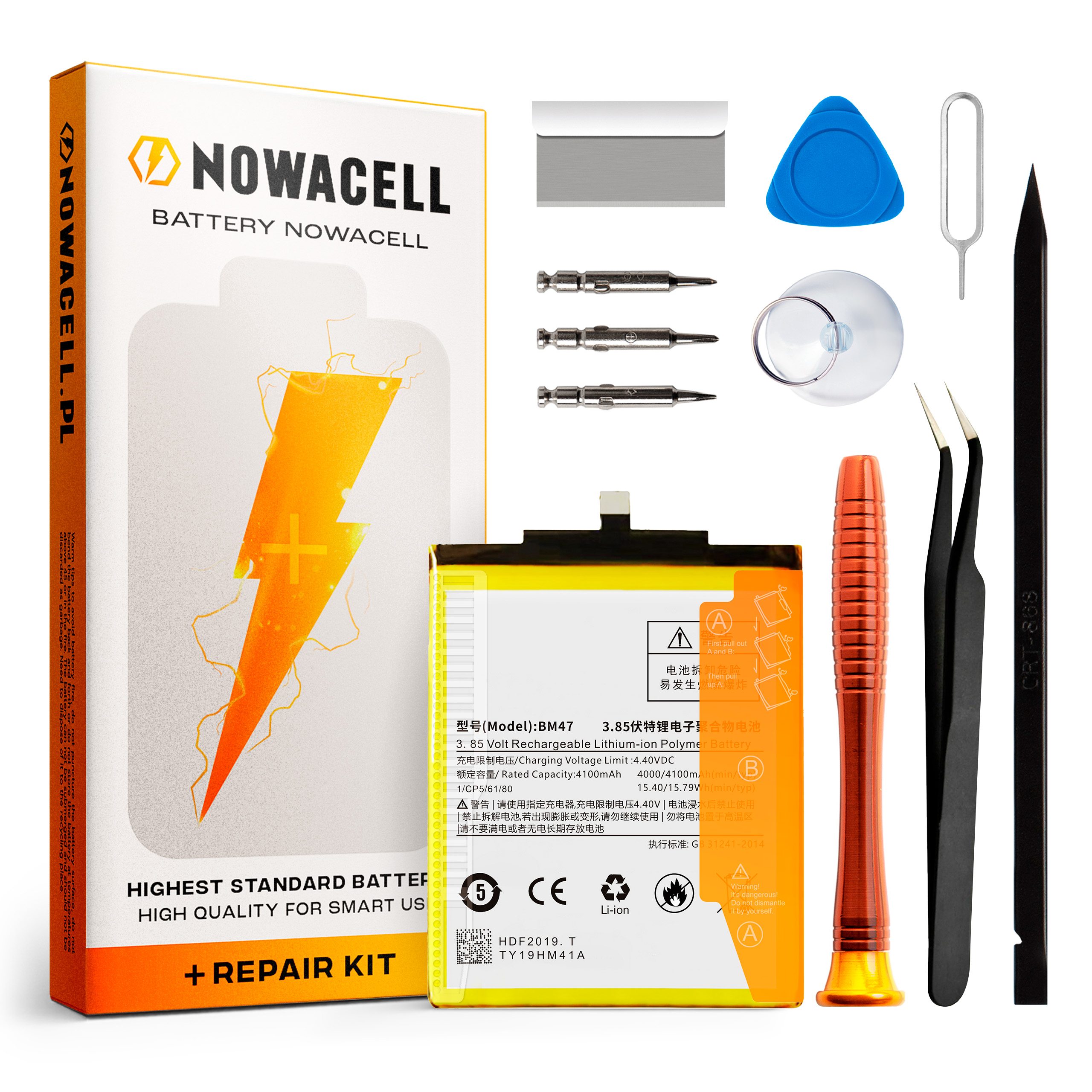 Bateria BM47 do Xiaomi Redmi 3, 3 Pro, 4X, 4100 mAh, Zestaw Naprawczy