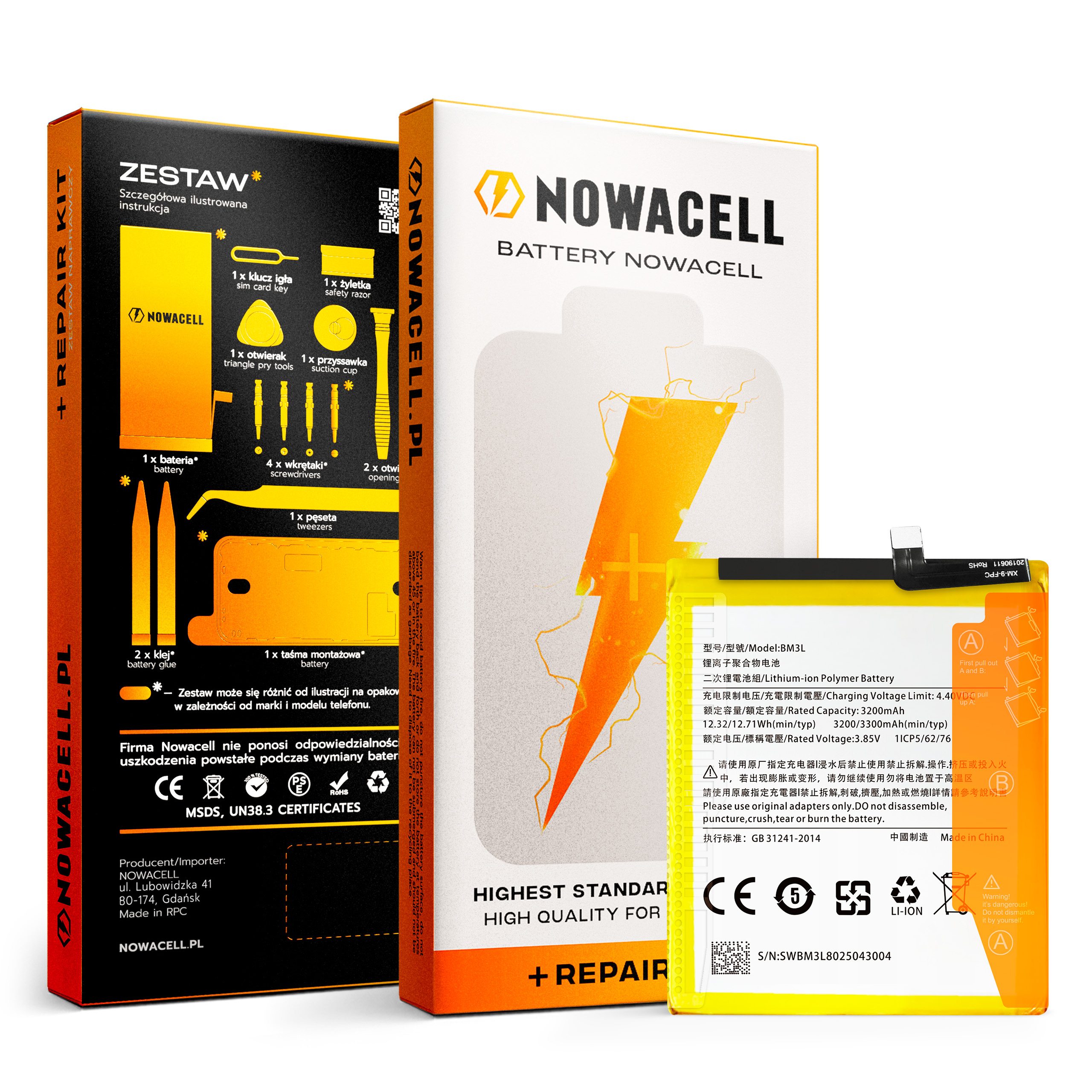 Bateria BM3L do Xiaomi Mi 9, 3300 mAh, Zestaw Naprawczy