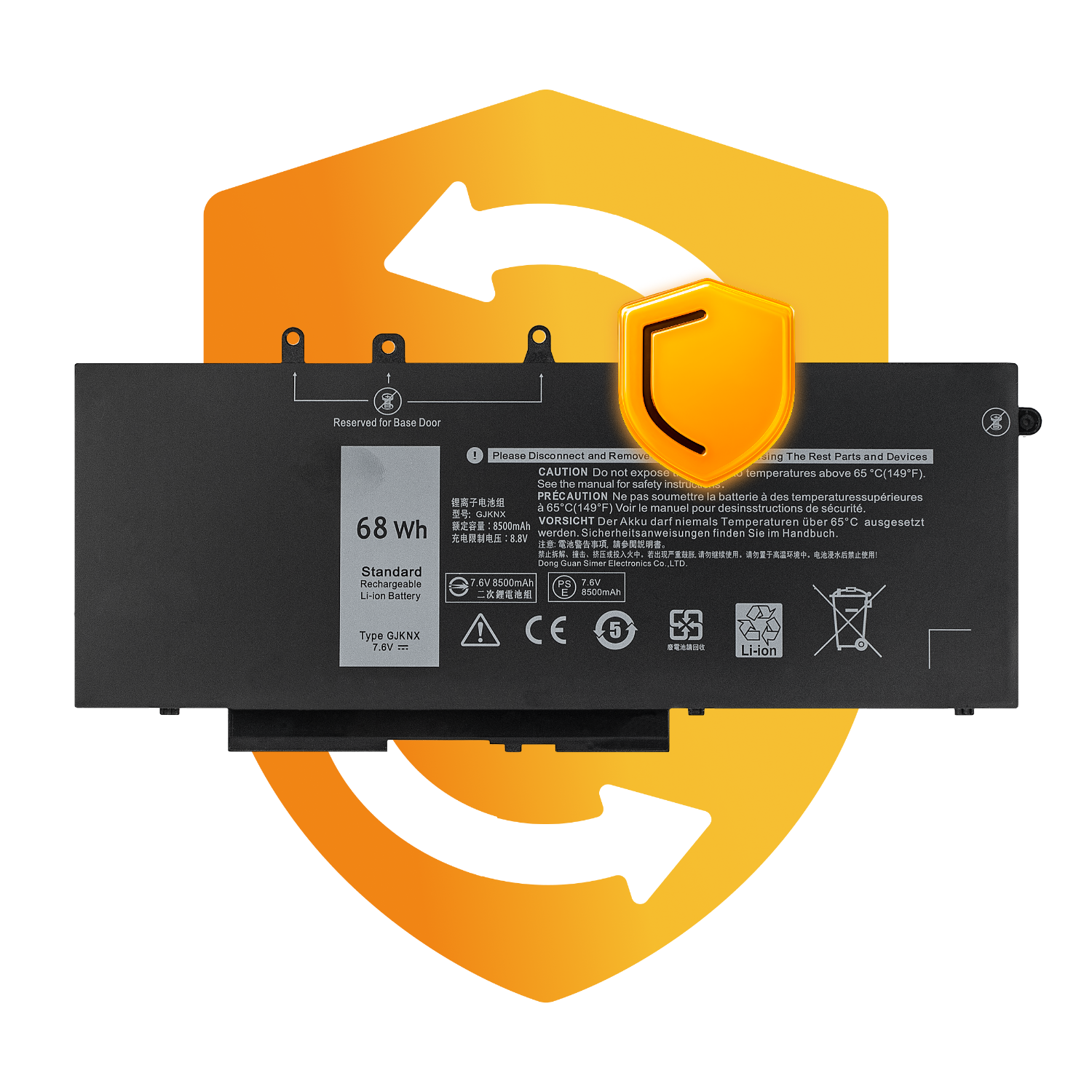 Bateria GJKNX do Dell Latitude 5280 5590 Precision 3520 3530 8500 mAh 7.6 V