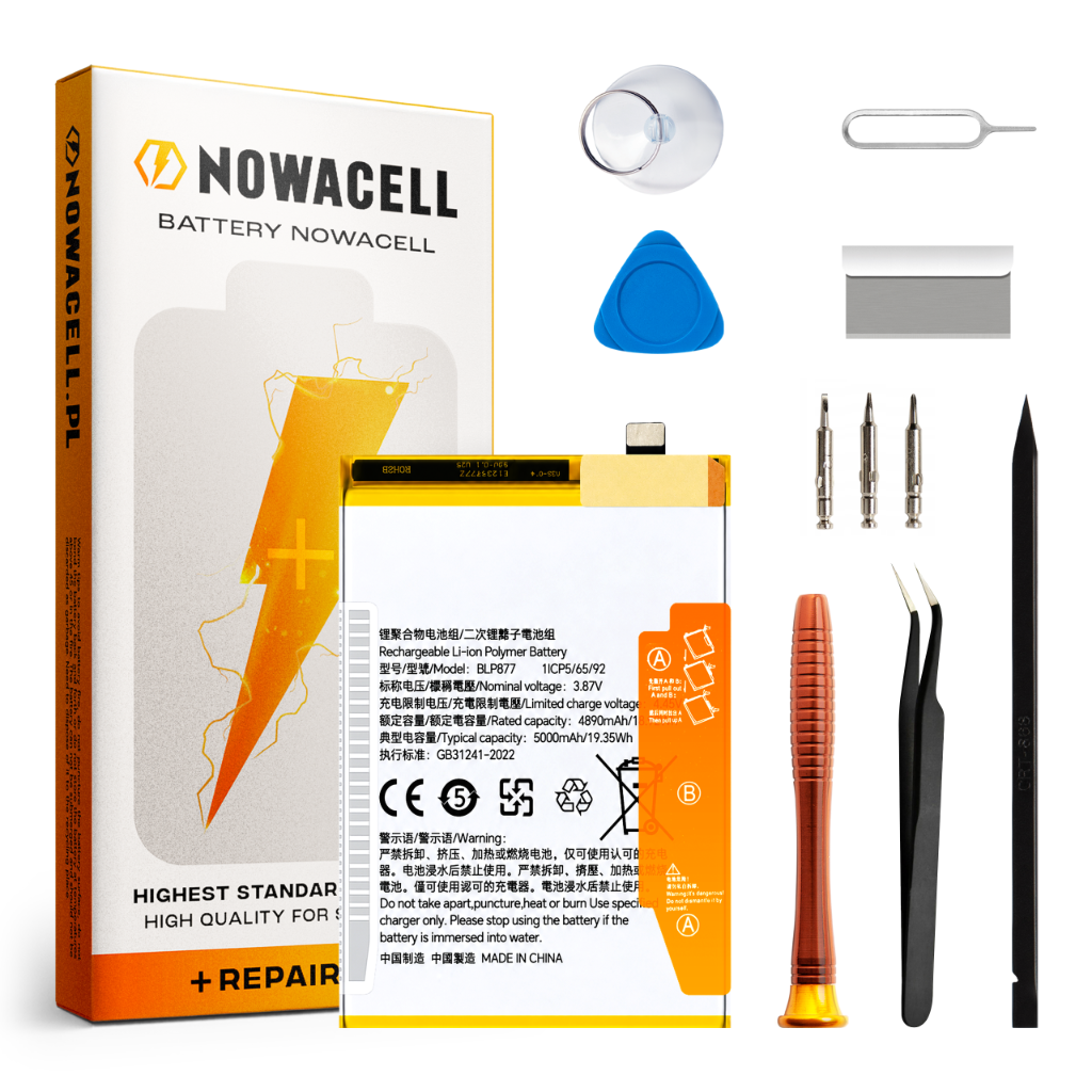 Zestaw Bateria BLP877 do Realme 8i 9i 5G C35 C31 C30 C33 V20 V30, 5000 mAh