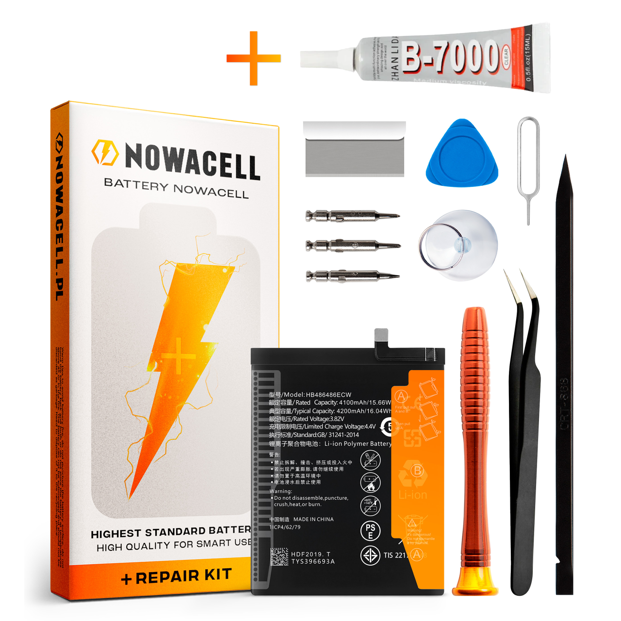 Zestaw Bateria HB486486ECW + KLEJ do Huawei P30 Pro Mate 20 Pro 4200 mAh