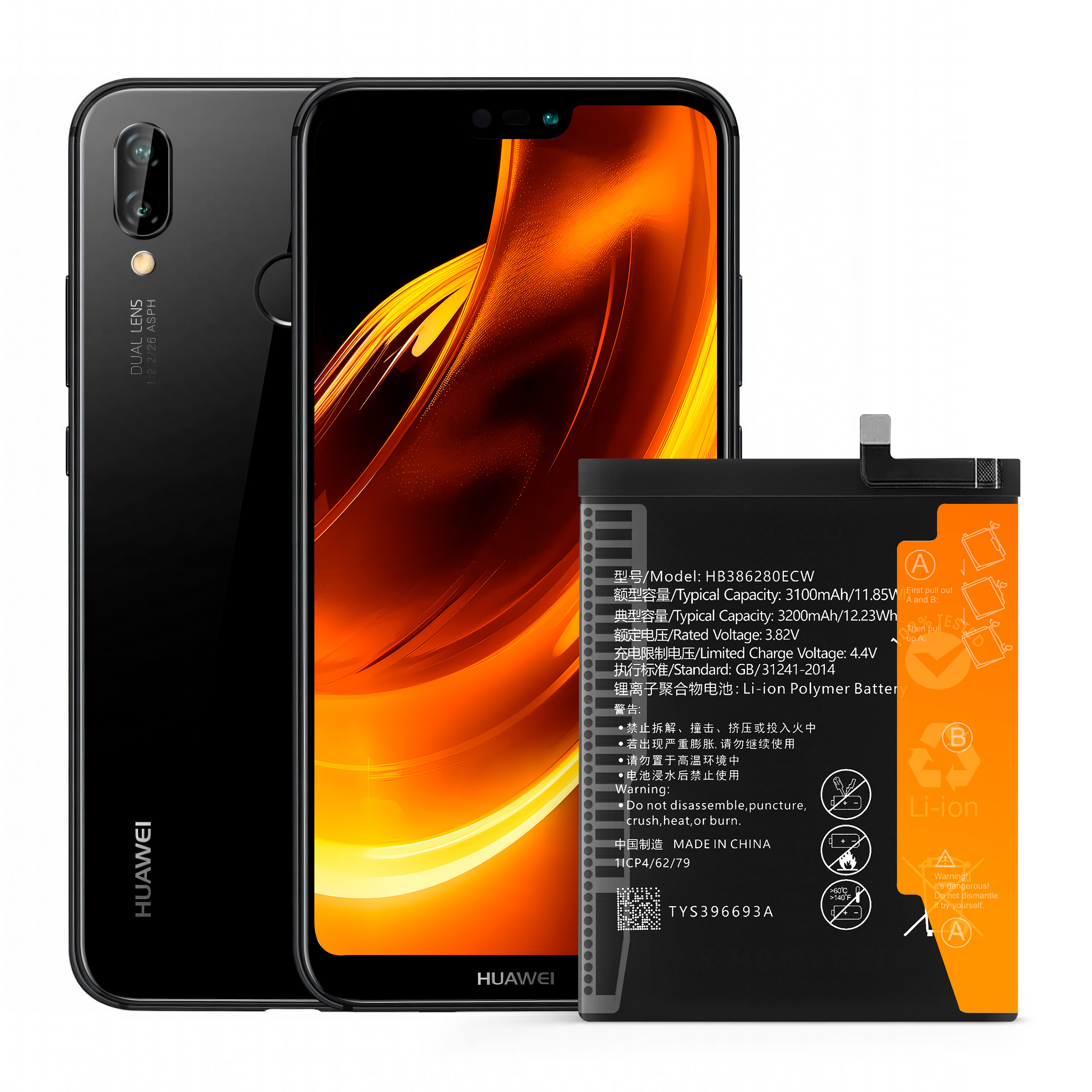 Bateria HB386280ECW do Huawei P10, Honor 9, 3200 mAh, Oryginalna Jakość