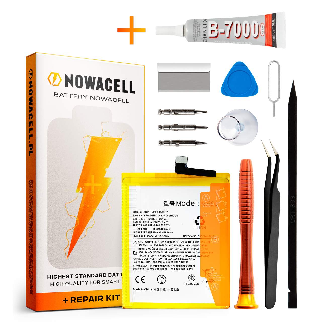 Zestaw Bateria NE50 + KLEJ do Motorola G52, G72, G82 5G, 5000 mAh, NOWACELL