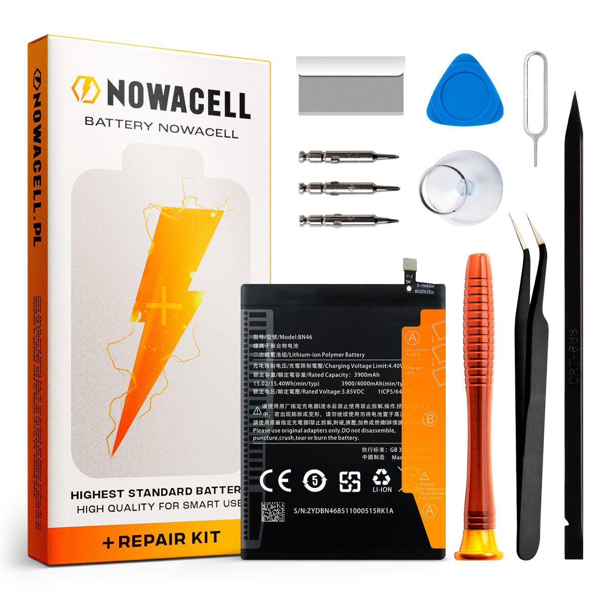 Bateria BN46 do Xiaomi Redmi 7, Note 8T, 4000 mAh, Zestaw Naprawczy