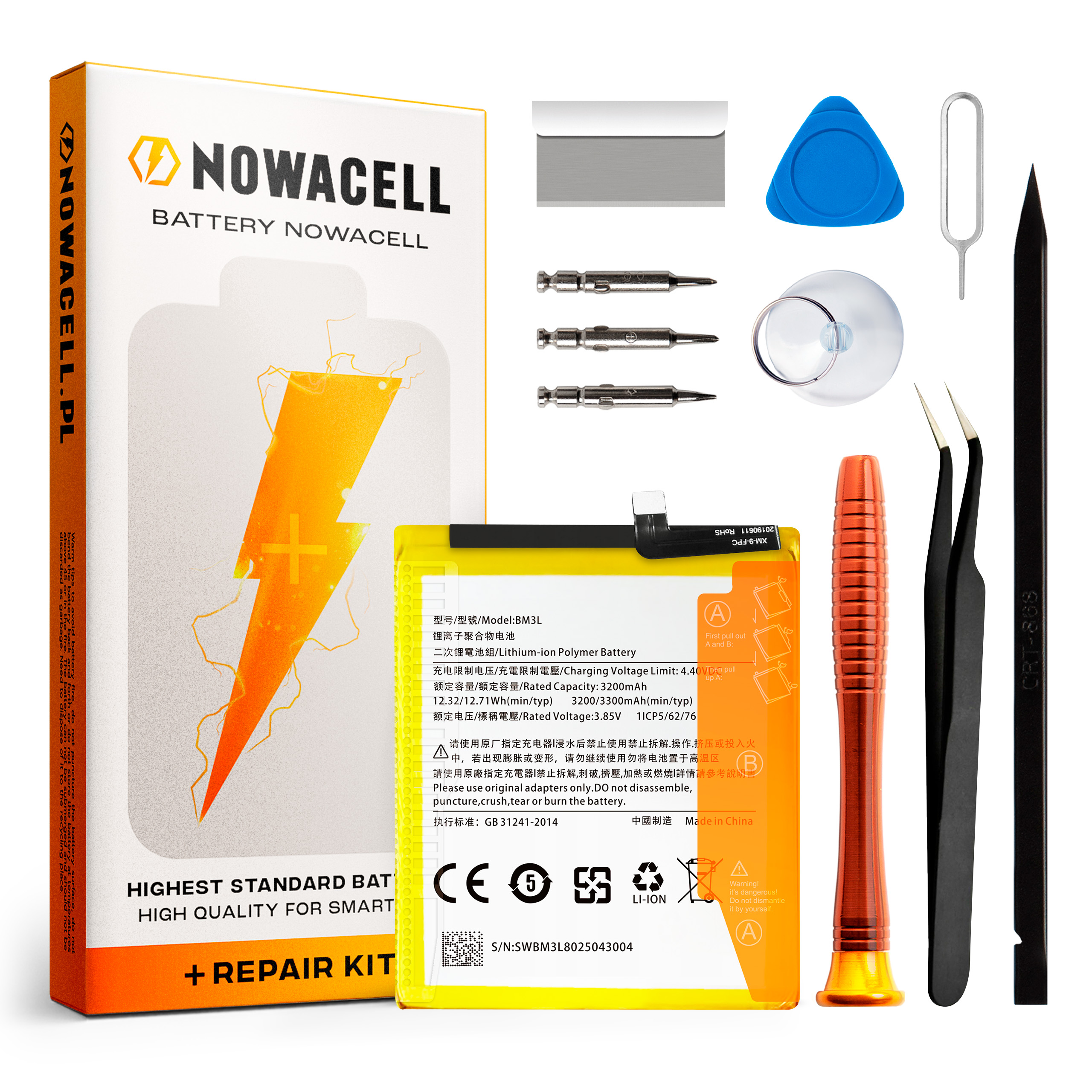 Bateria BM3L do Xiaomi Mi 9, 3300 mAh, Zestaw Naprawczy