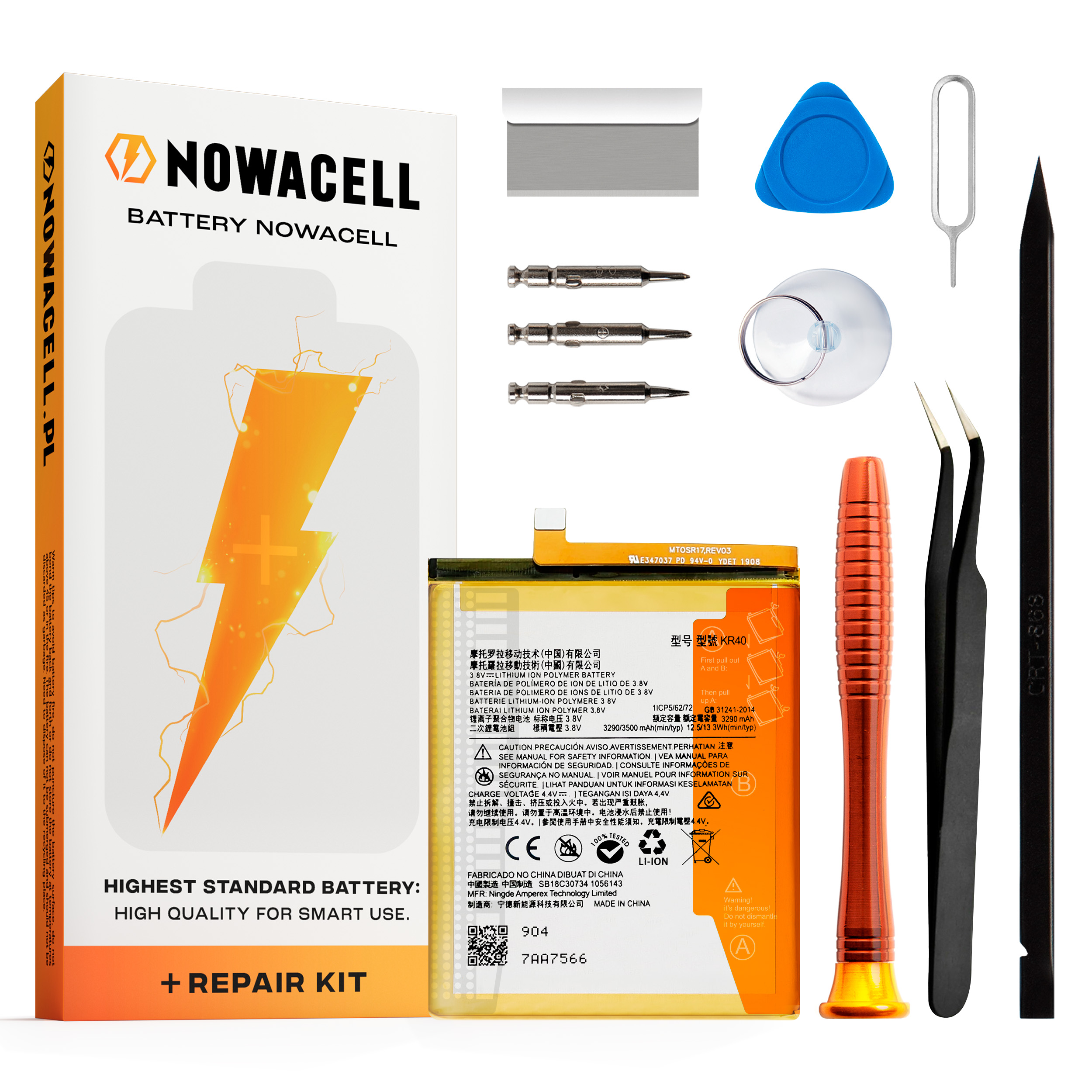 Bateria KR40 do Motorola One Vision, One Action, 3500 mAh, Zestaw
