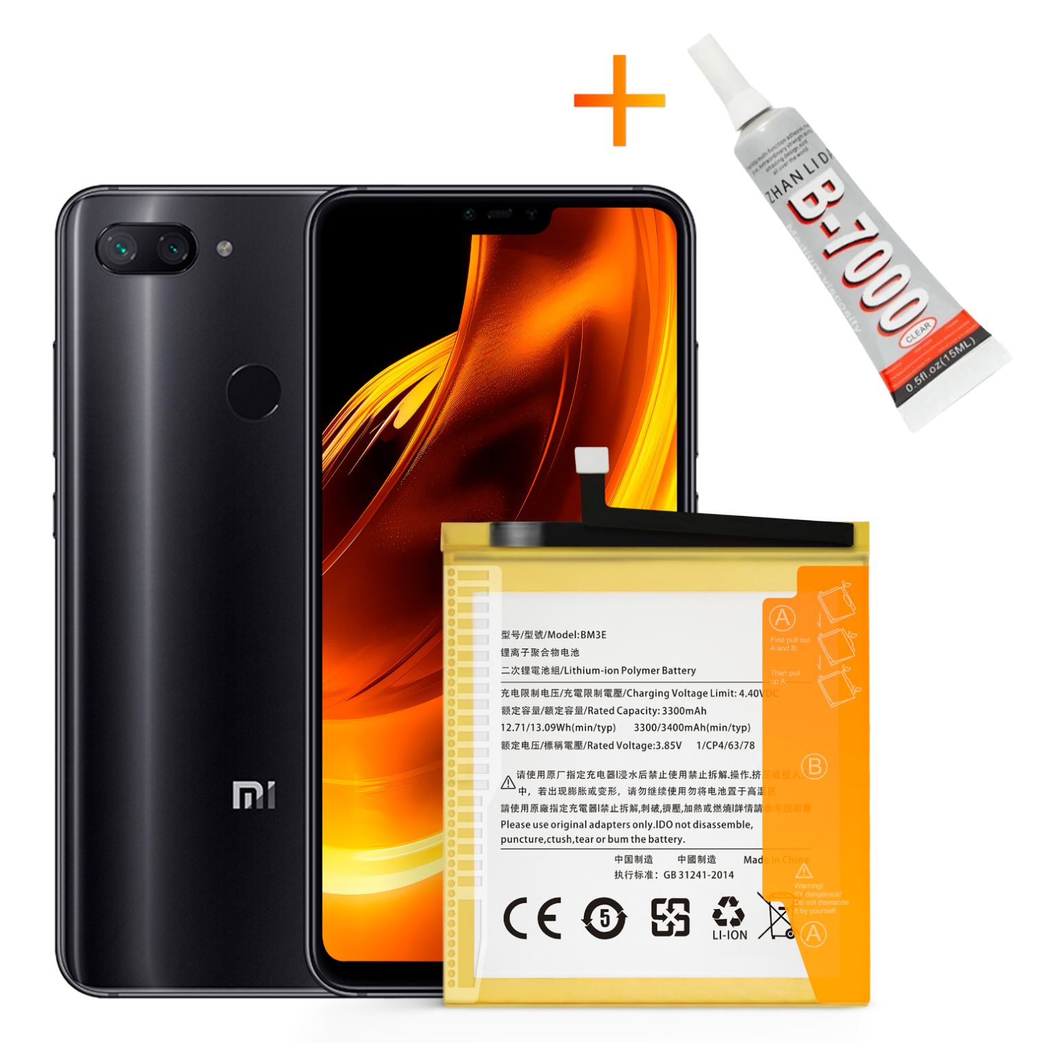 Bateria BM3E + KLEJ B7000 do Xiaomi Mi 8 / Mi8 M1803E1A 3400 mAh Akumulator