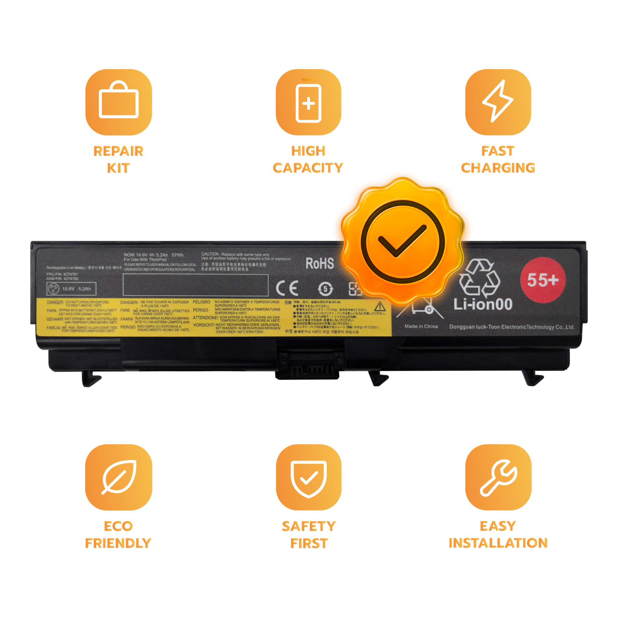 Bateria 42T4791 55+ do Lenovo ThinkPad SL410 W510 T410 Edge 14 10,8 V 57 Wh