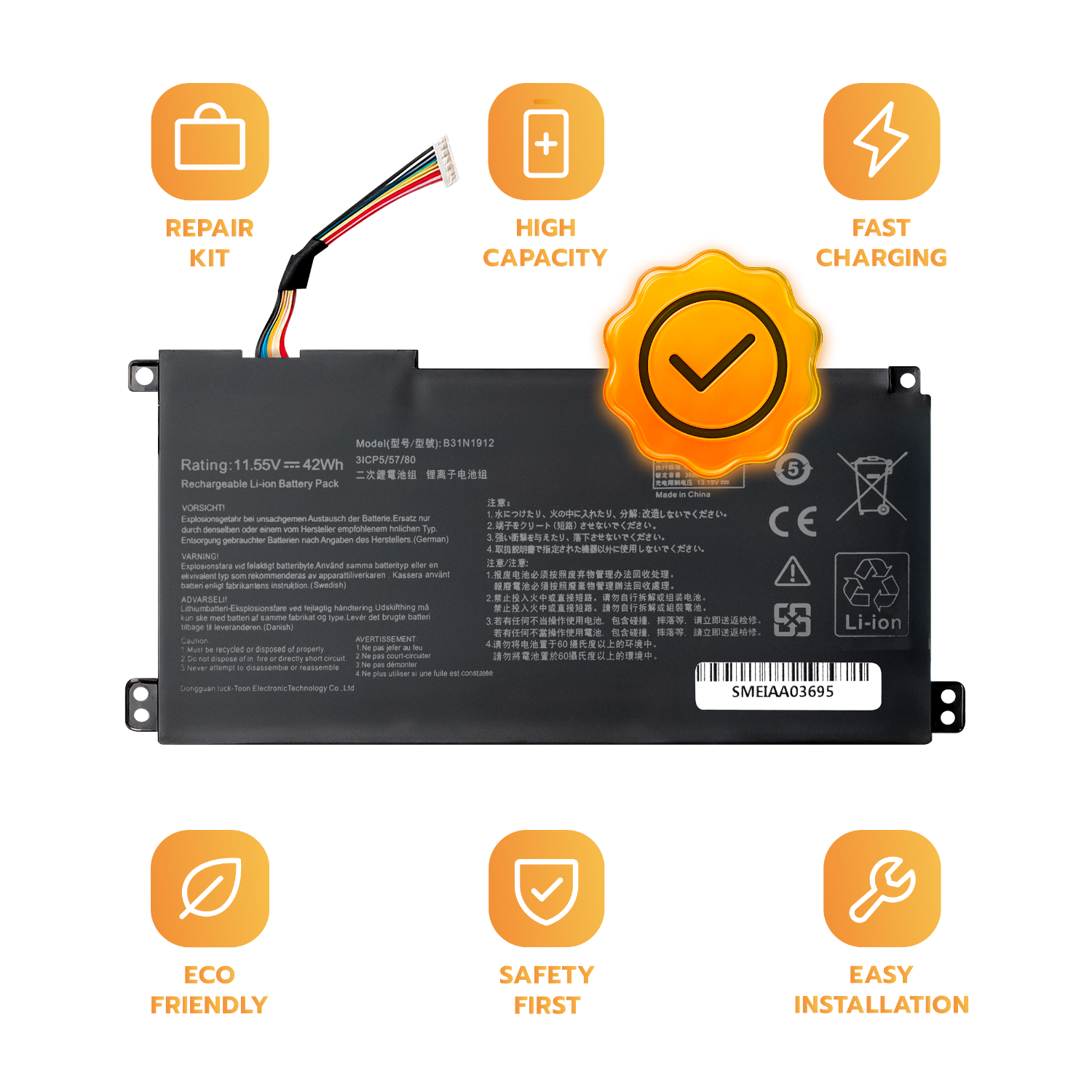 Bateria B31N1912 do ASUS Vivobook E410MA L410MA E410KA F414MA 11,55 V 42 Wh