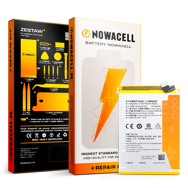 Bateria BLP923 do Oppo A57 A57s A77 5G A77s, A78 A97 C51 5000 mAh Zestaw