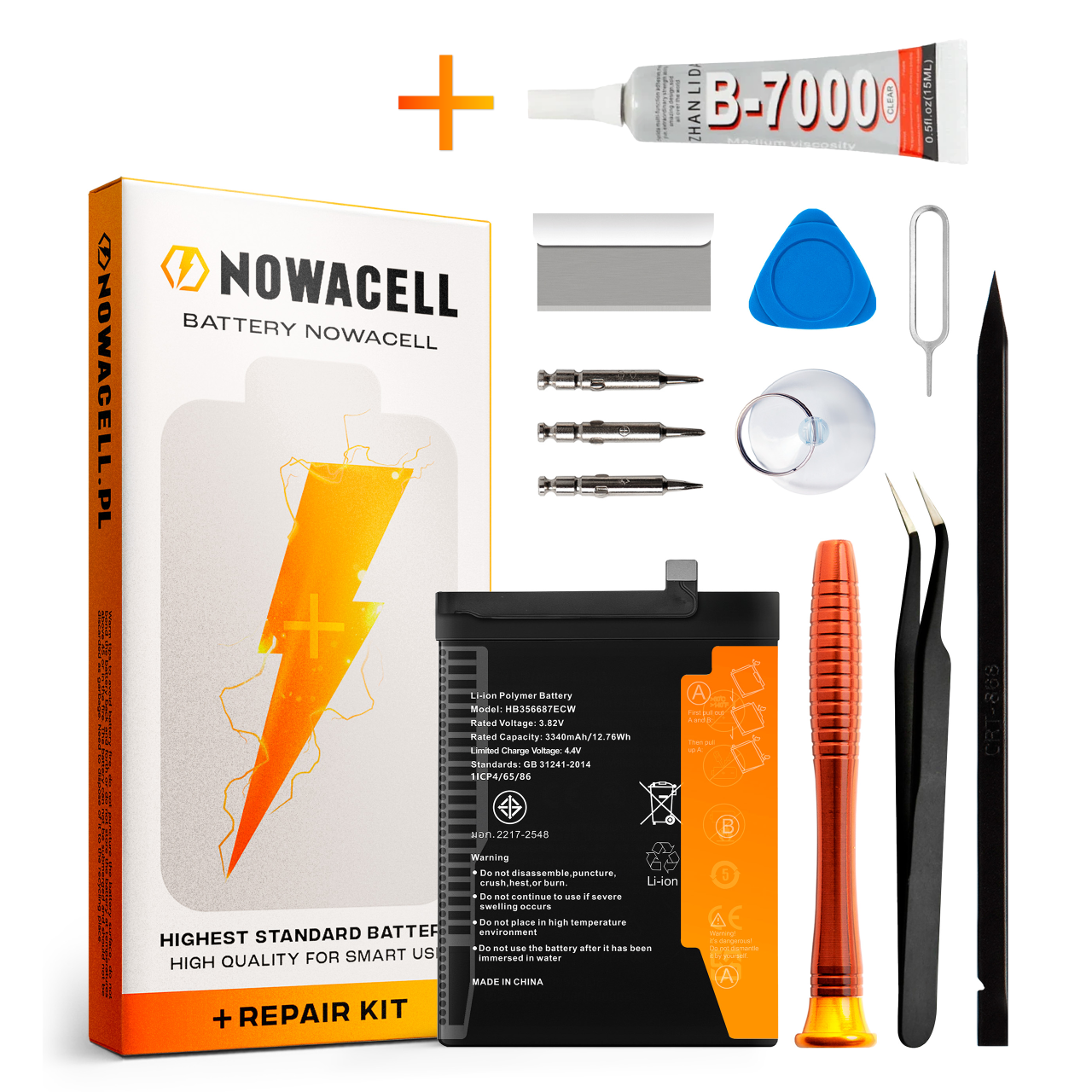 Zestaw Bateria HB356687ECW + KLEJ do Huawei P30 Lite 3340 mAh NOWACELL