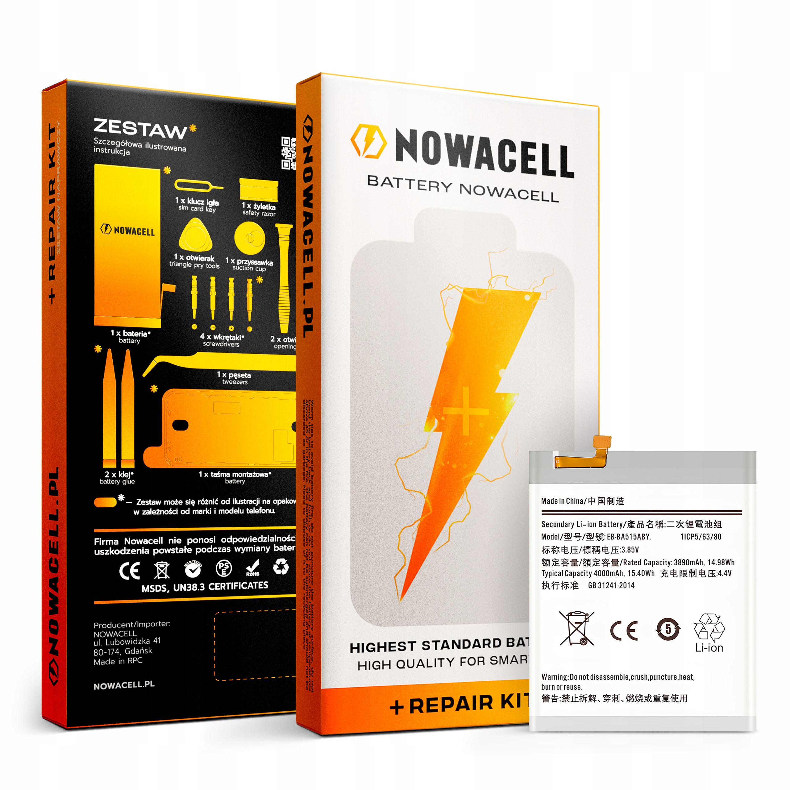 Bateria EB-BA515ABY Do Samsung A51 Zestaw 4000 mAh NOWACELL