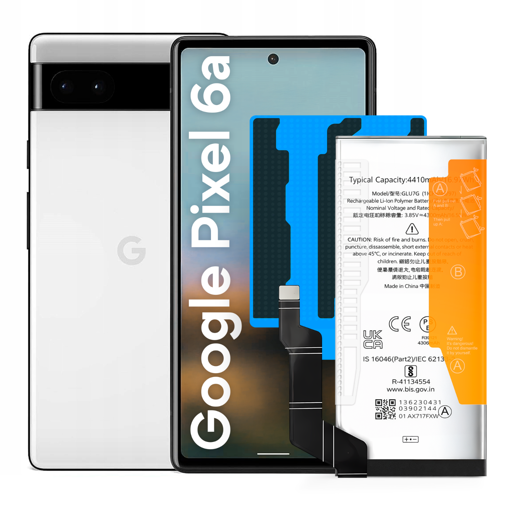 Bateria GLU7G do Google Pixel 6A 4306 mAh Oryginalna pojemność Zestaw Nowa