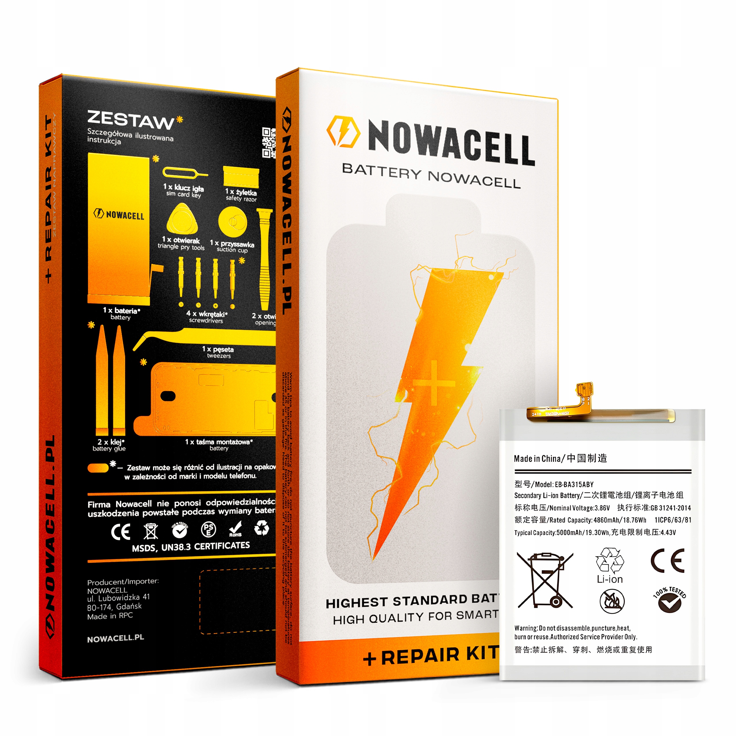 Bateria EB-BA315ABY do Samsung A31 A32 A22 F22 Zestaw 5000 mAh NOWACELL