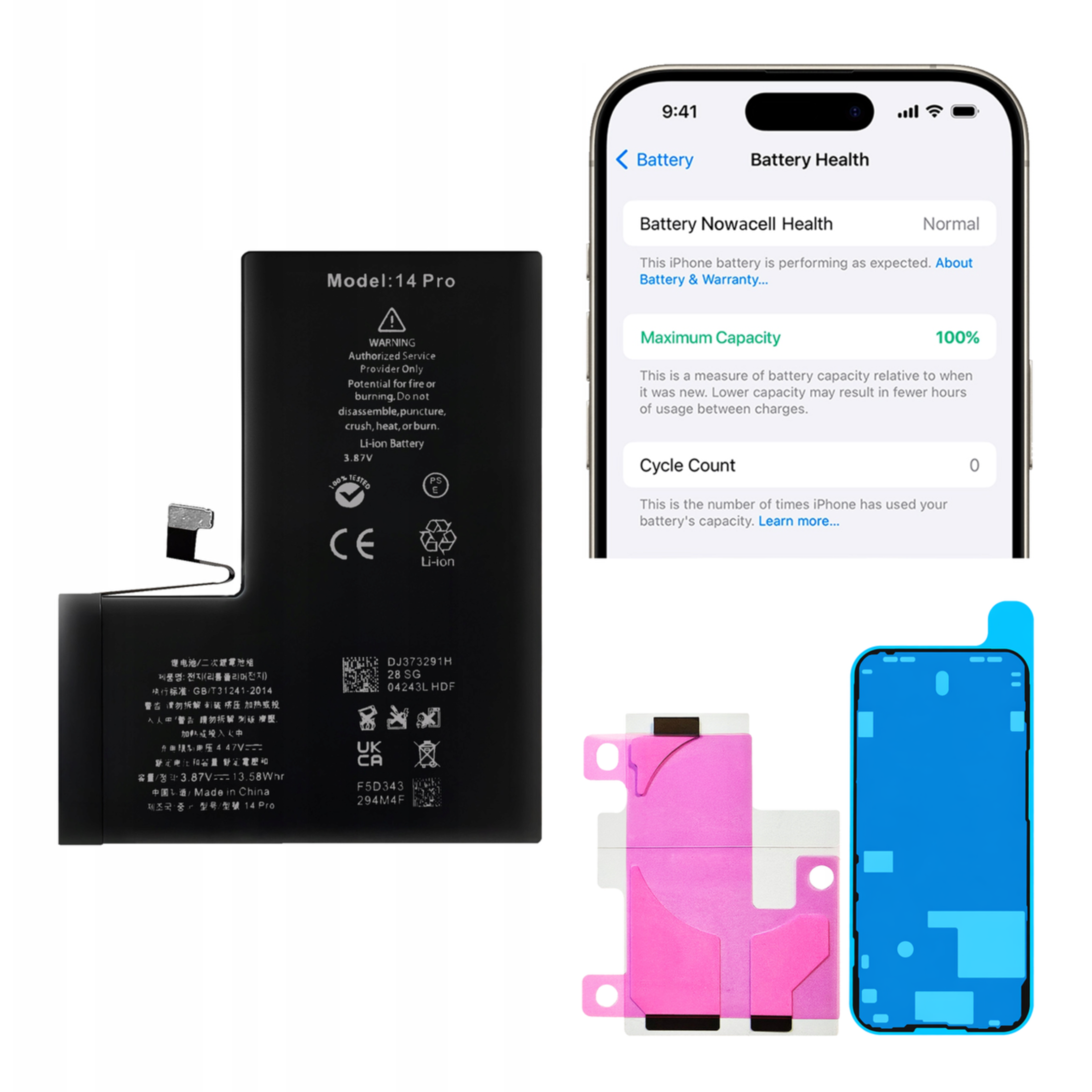 Bateria + Uszczelka do iPhone 14 Pro BEZ KOMUNIKATU 3200 mAh OEM Jakość