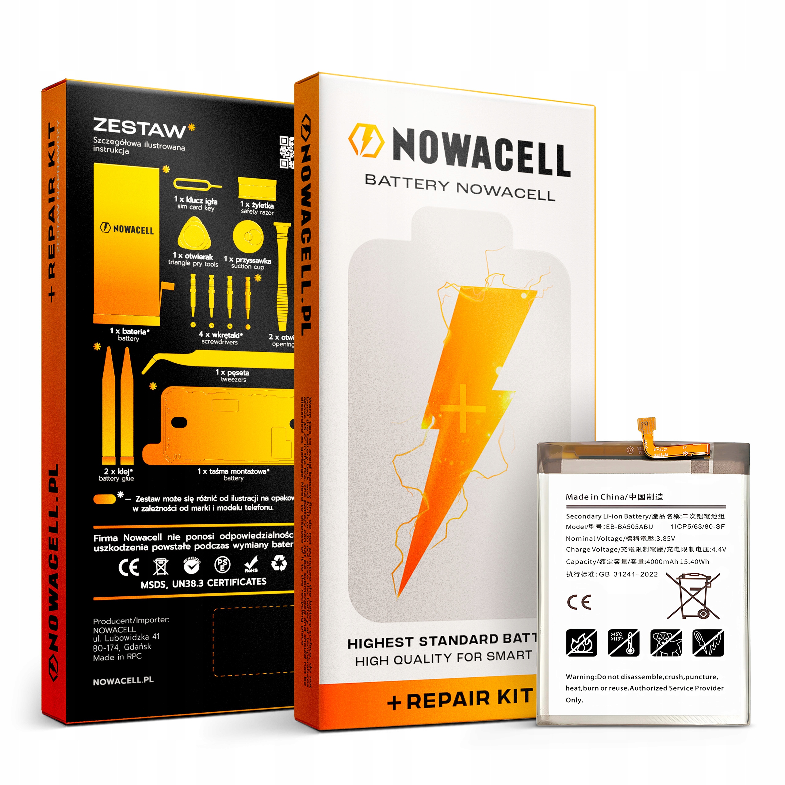Bateria EB-BA505ABU do Samsung A20 A30 A30s A50 Zestaw 4000 mAh NOWACELL
